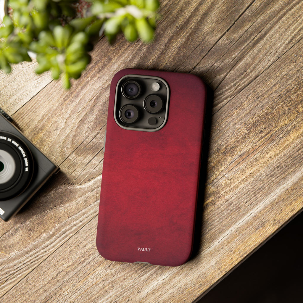 Red Leather Texture Phone Case Impact-Resistant Case