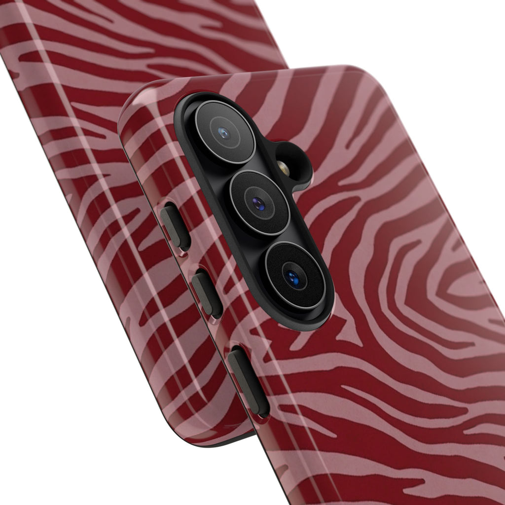Cover robusta per telefono con stampa zebrata rossa