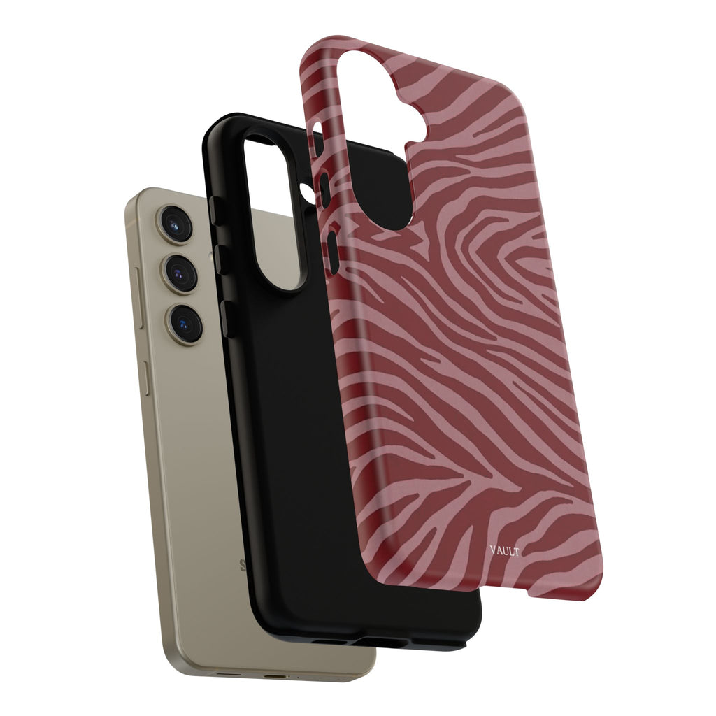 Cover robusta per telefono con stampa zebrata rossa