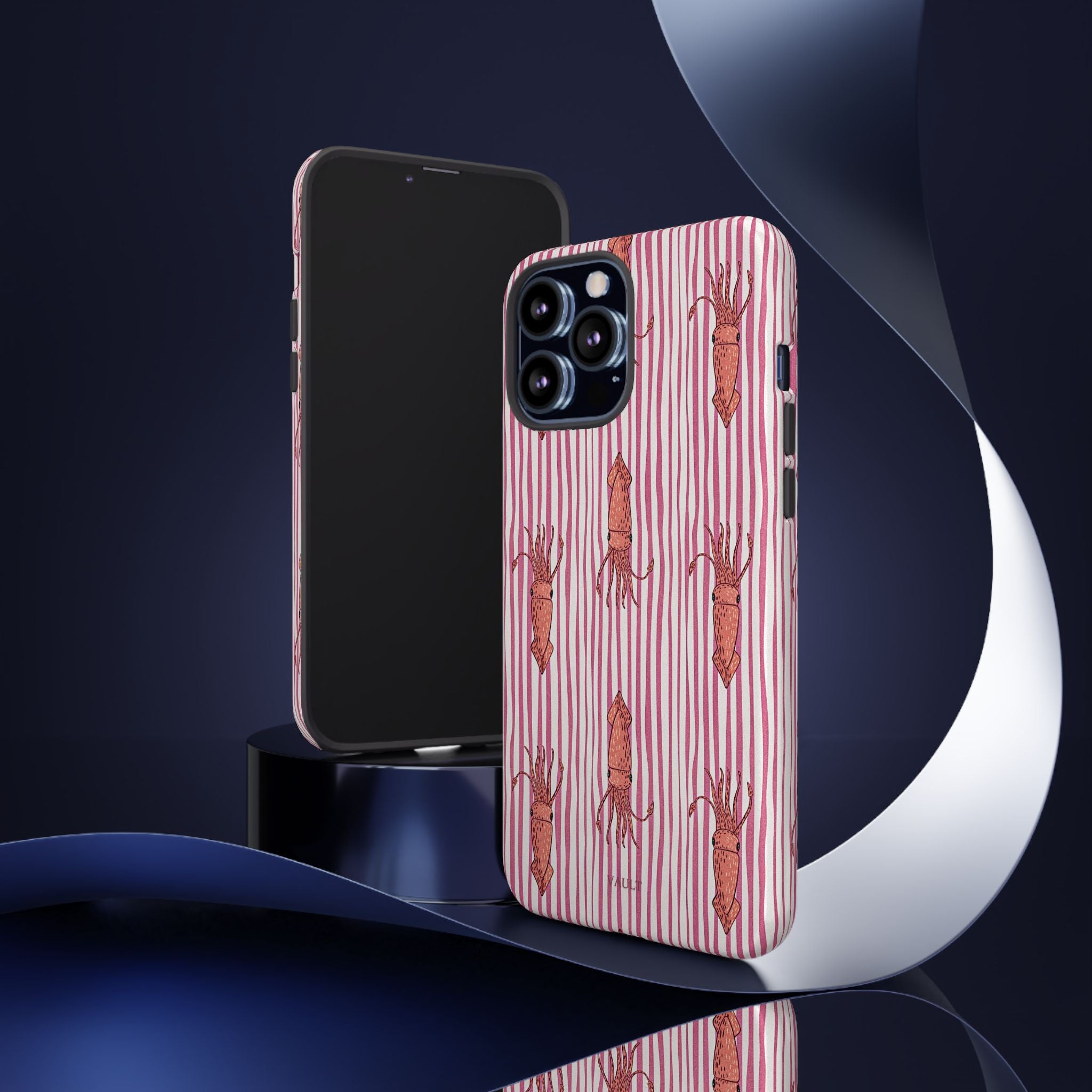 Cover per telefono con striscia di calamaro — Fantasia rosa di creature marine
