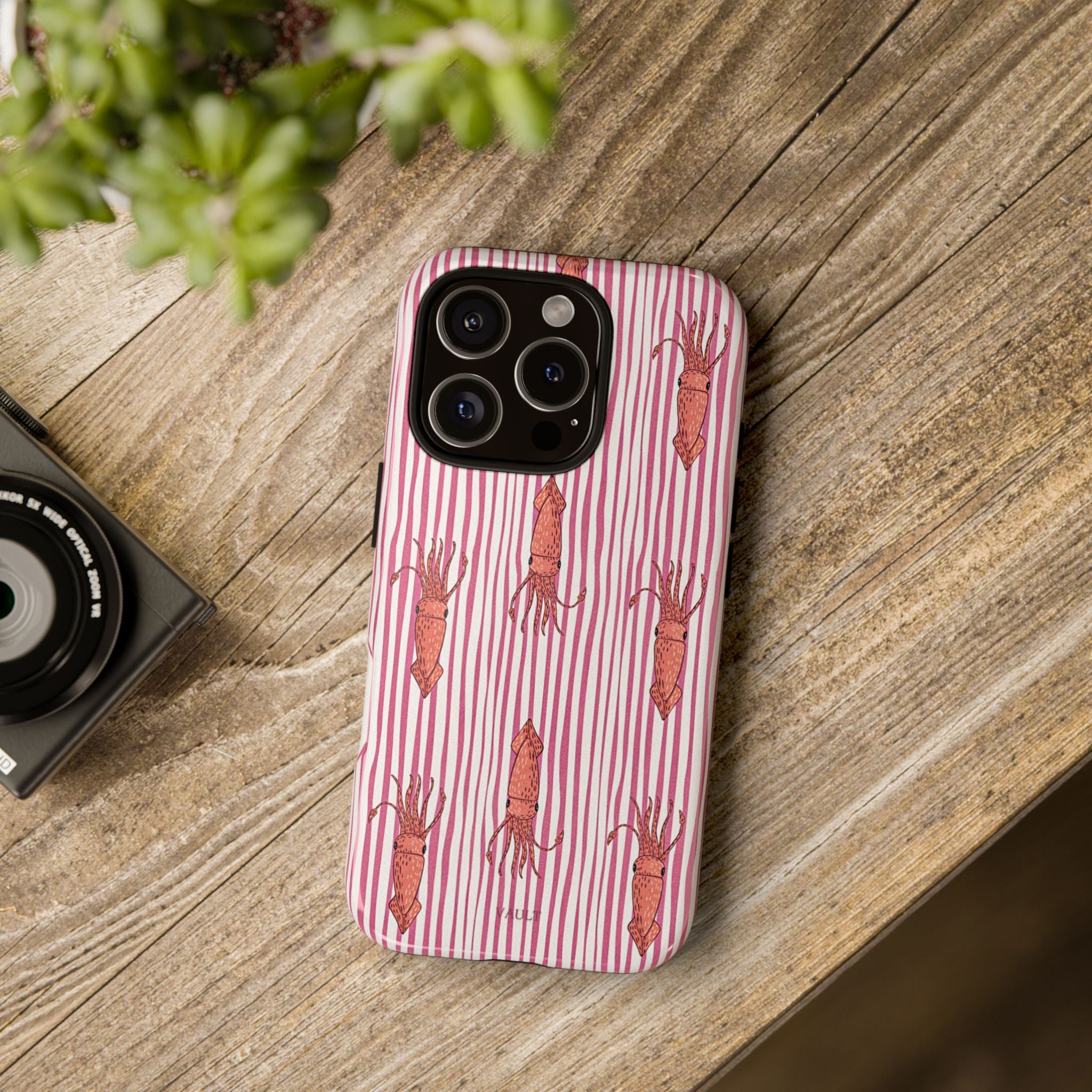 Cover per telefono con striscia di calamaro — Fantasia rosa di creature marine