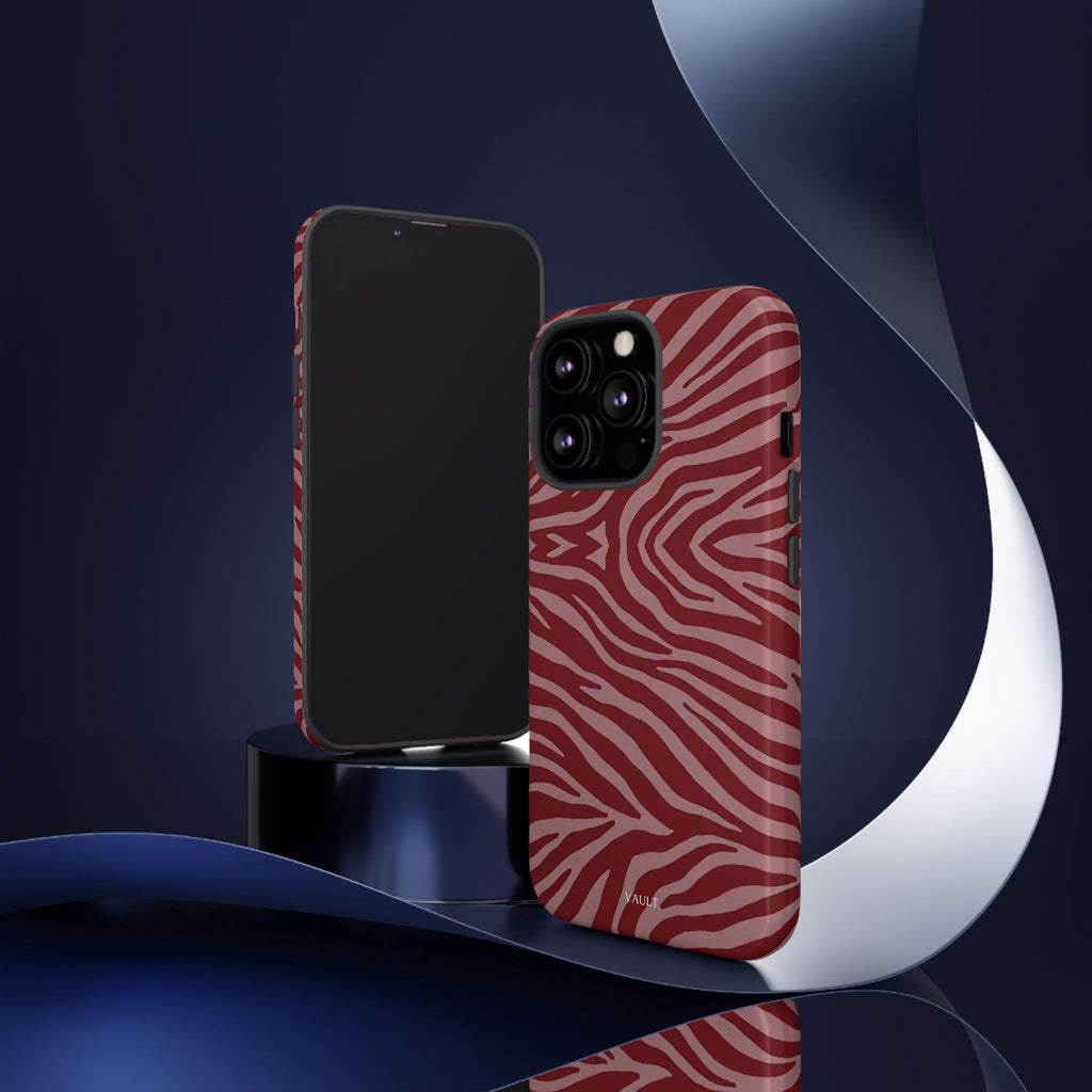 Cover robusta per telefono con stampa zebrata rossa