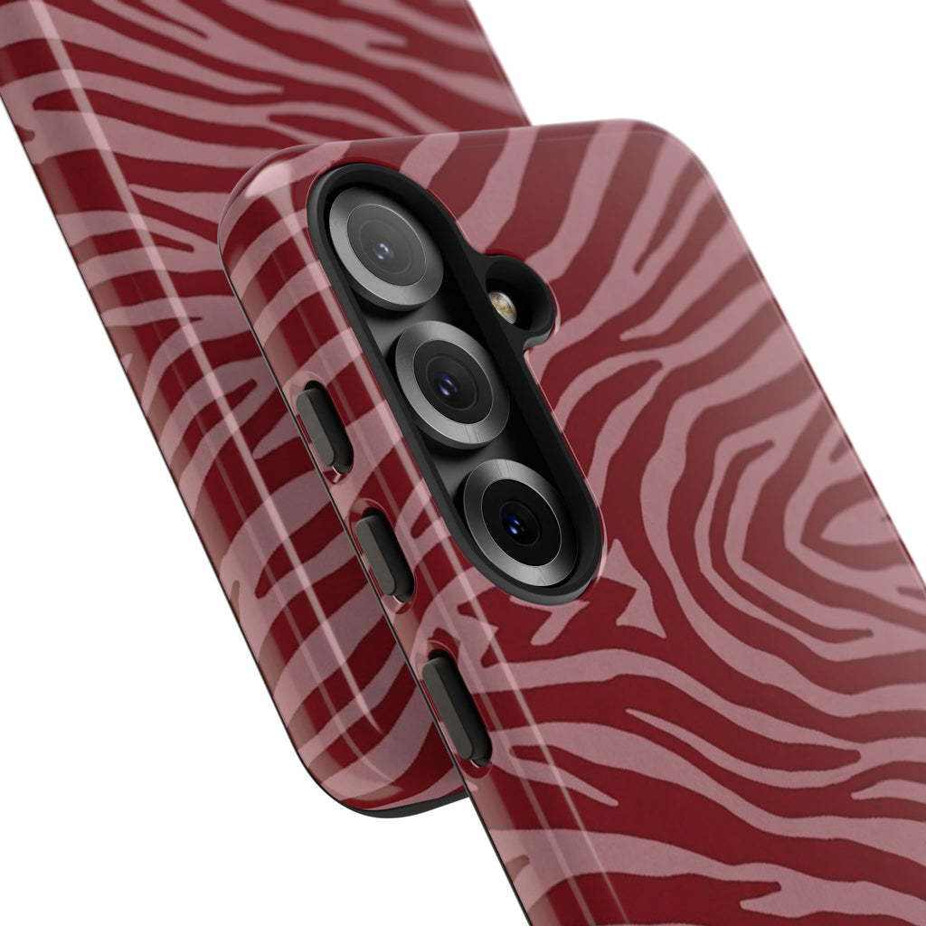 Cover robusta per telefono con stampa zebrata rossa