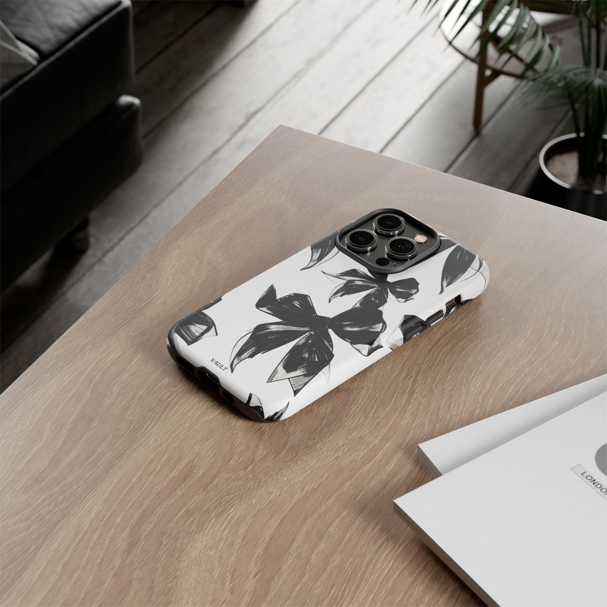 Floral Brushstroke Phone Case — Black & White Botanical Tough Case