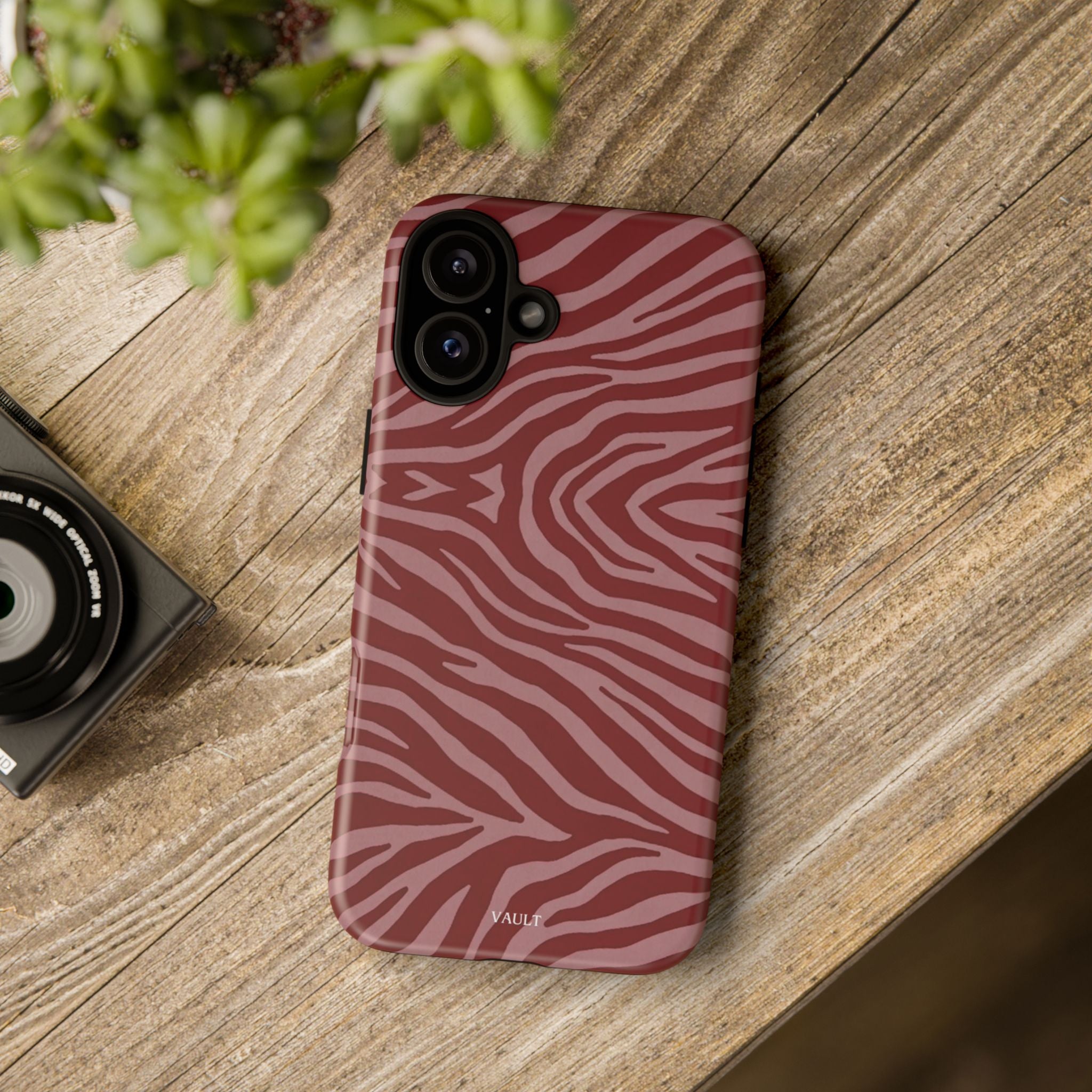 Cover robusta per telefono con stampa zebrata rossa