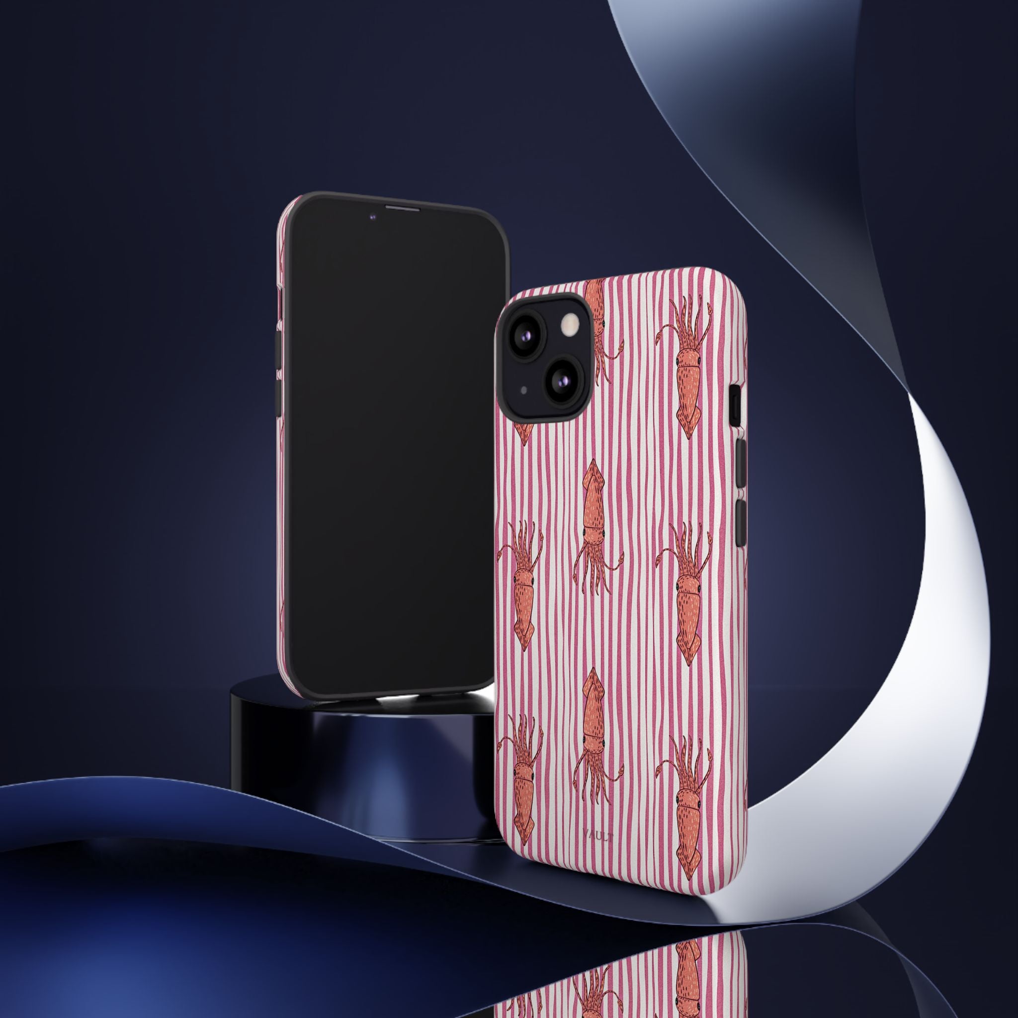 Cover per telefono con striscia di calamaro — Fantasia rosa di creature marine