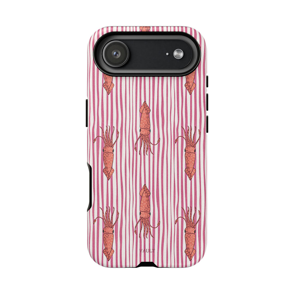 Cover per telefono con striscia di calamaro — Fantasia rosa di creature marine