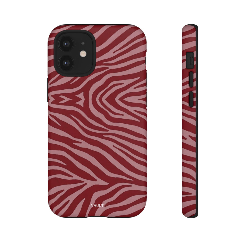 Cover robusta per telefono con stampa zebrata rossa