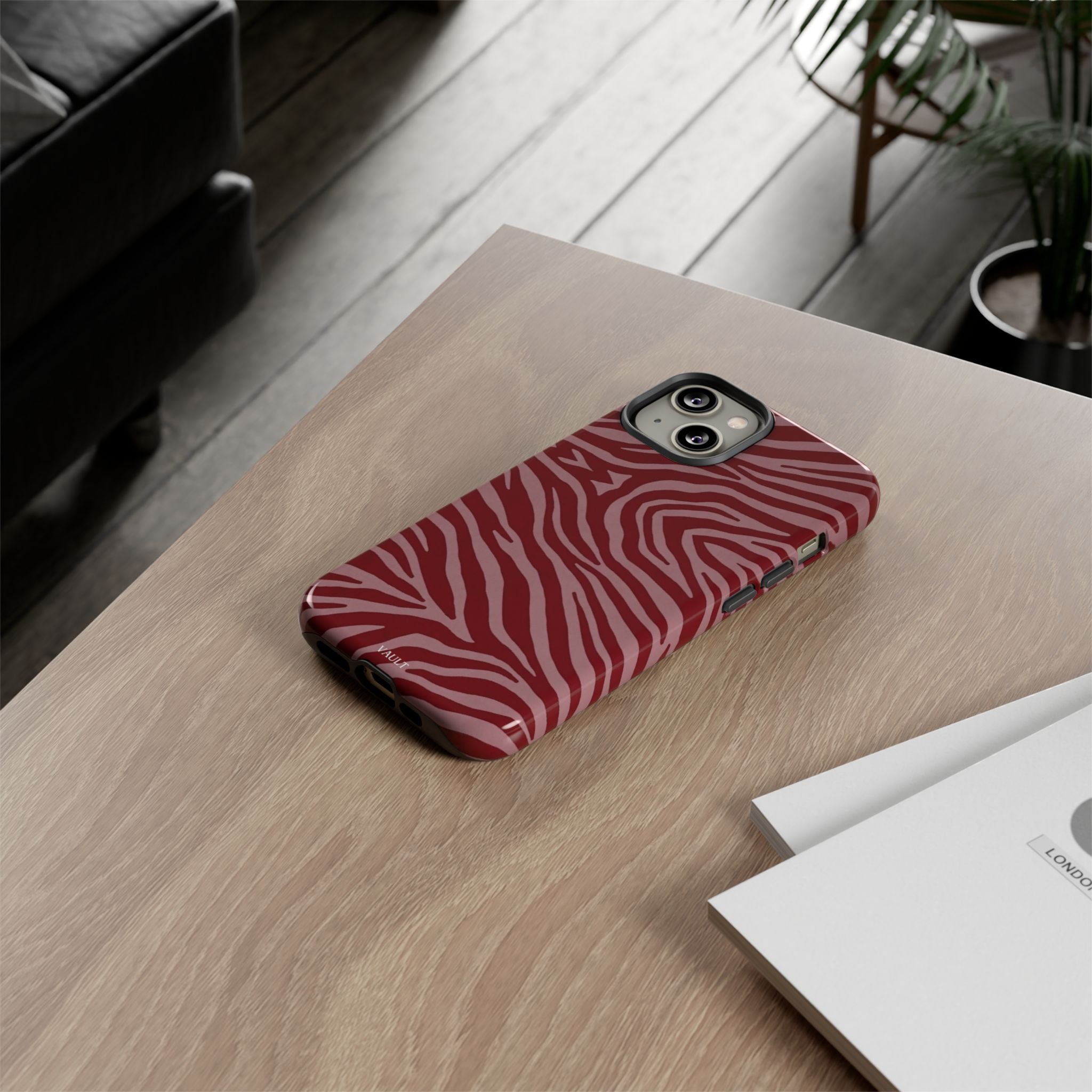 Cover robusta per telefono con stampa zebrata rossa