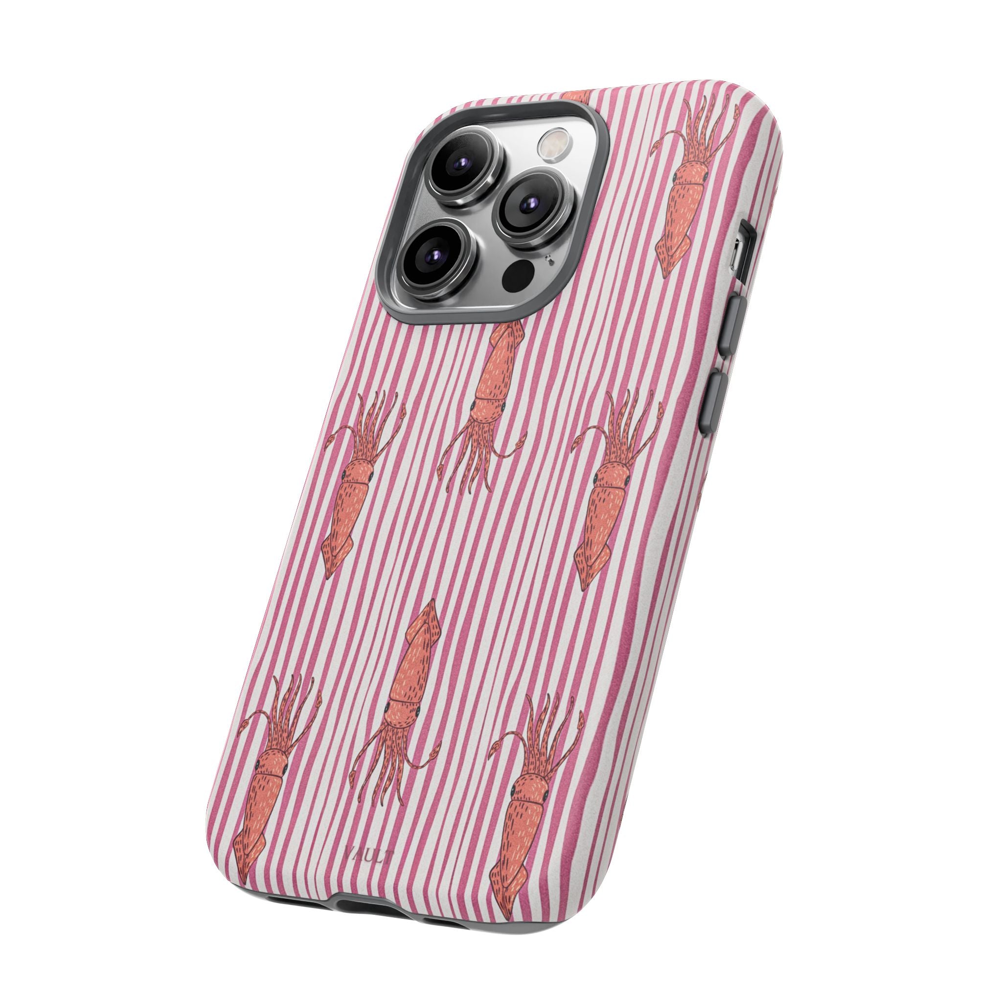 Cover per telefono con striscia di calamaro — Fantasia rosa di creature marine