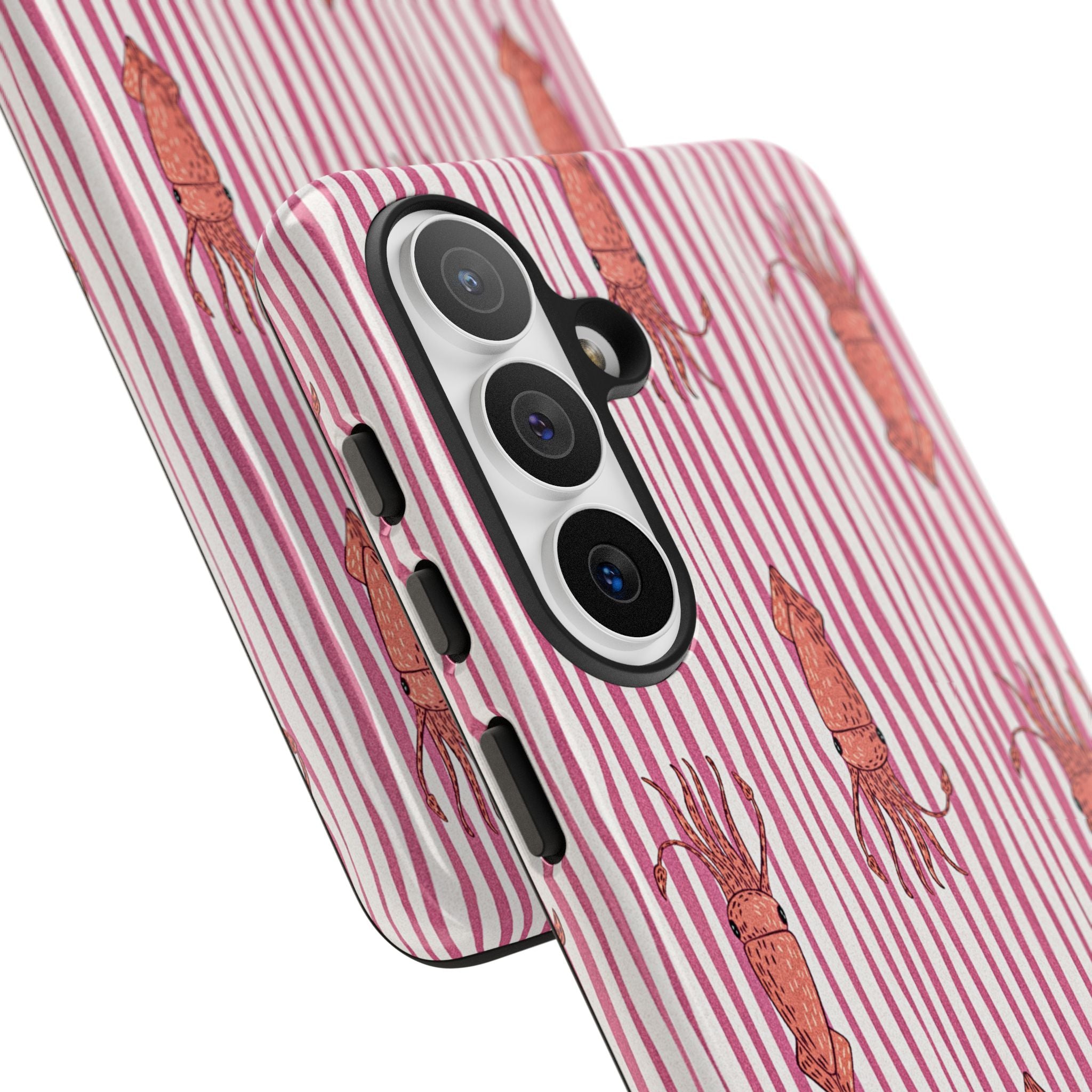 Cover per telefono con striscia di calamaro — Fantasia rosa di creature marine