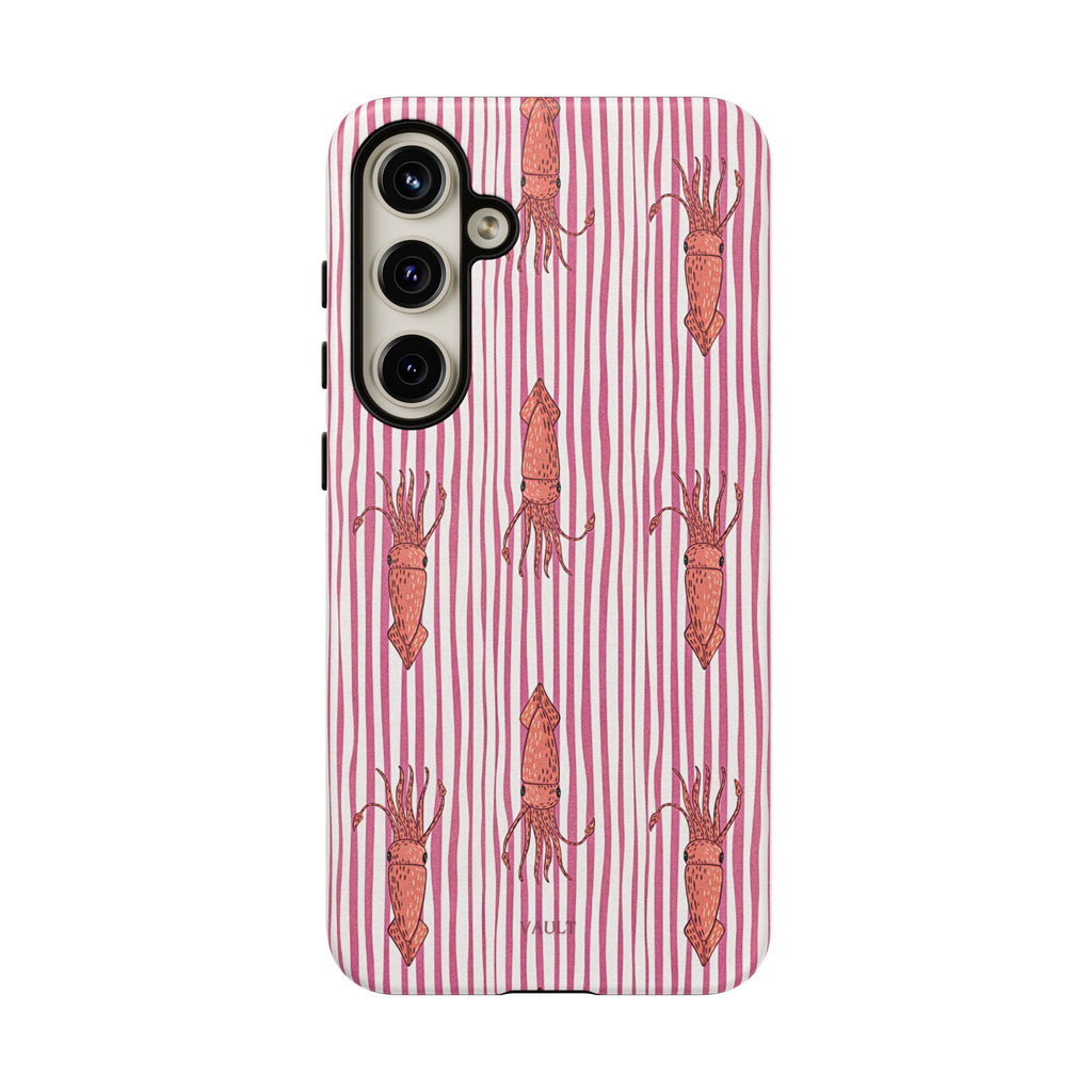 Cover per telefono con striscia di calamaro — Fantasia rosa di creature marine