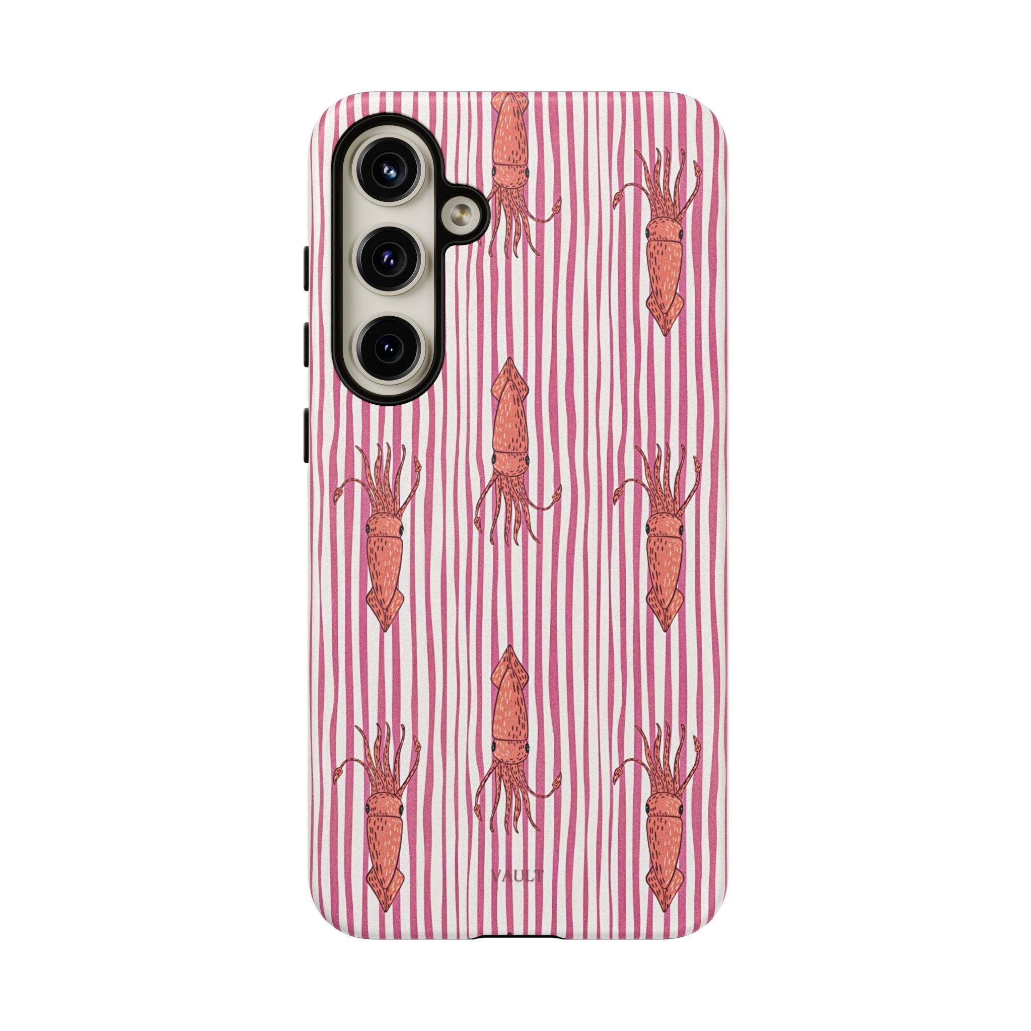 Cover per telefono con striscia di calamaro — Fantasia rosa di creature marine