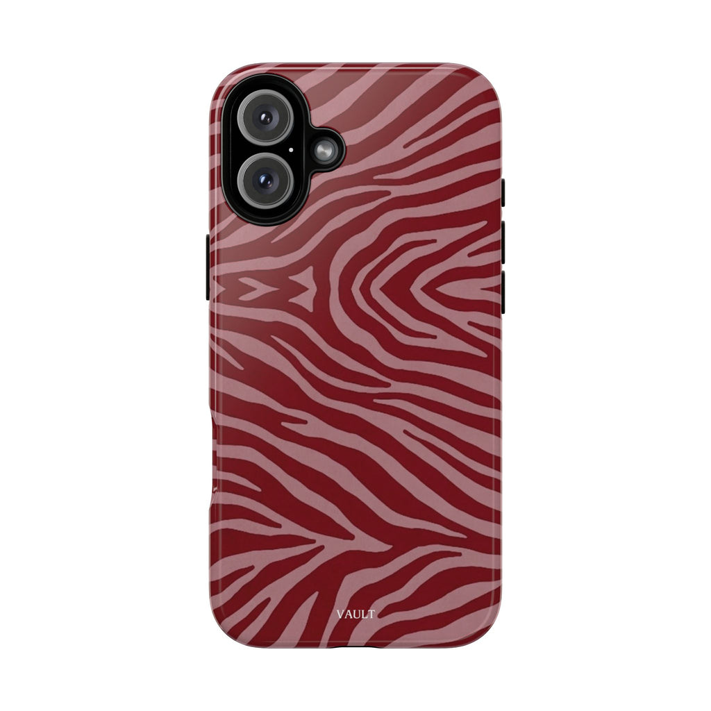 Cover robusta per telefono con stampa zebrata rossa