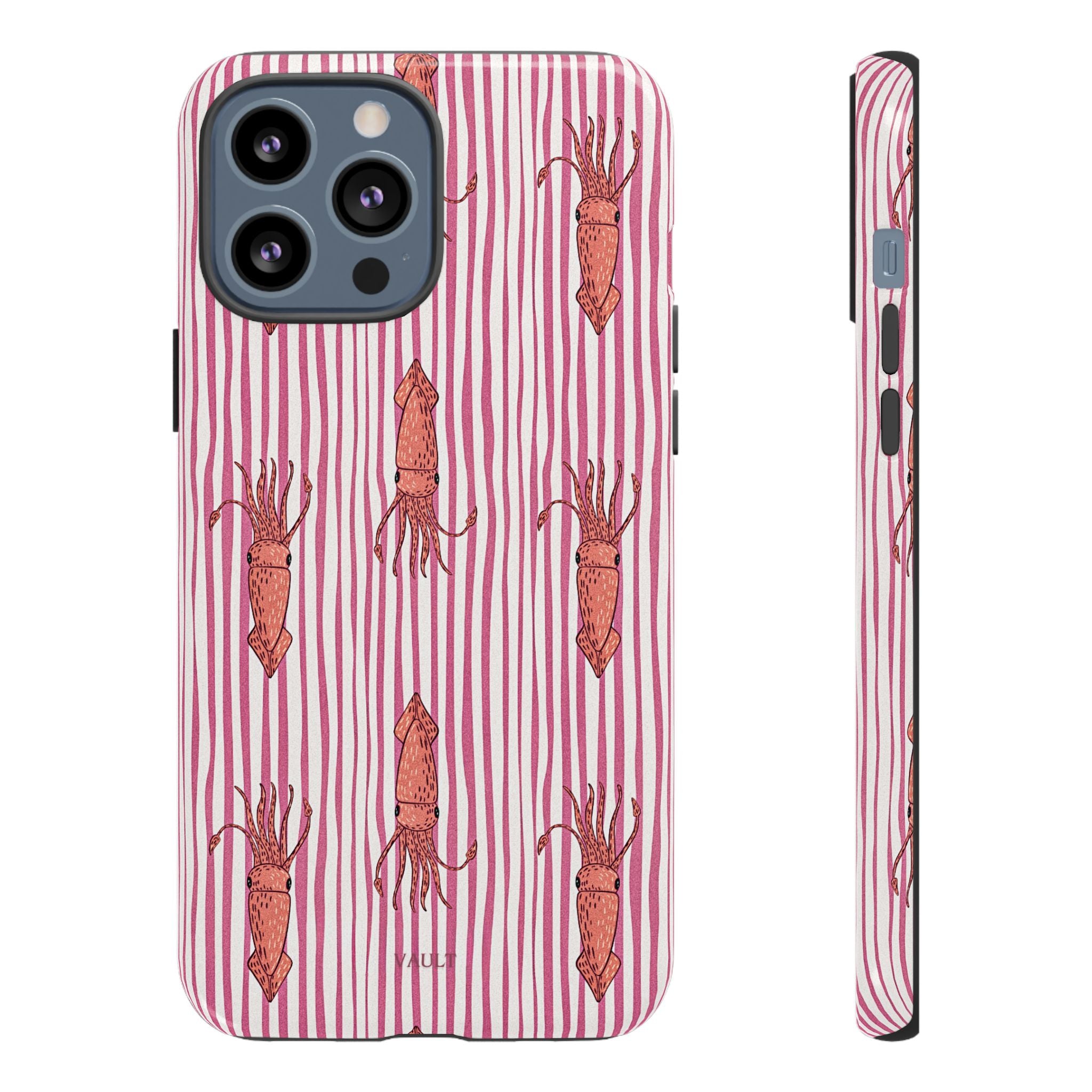 Cover per telefono con striscia di calamaro — Fantasia rosa di creature marine