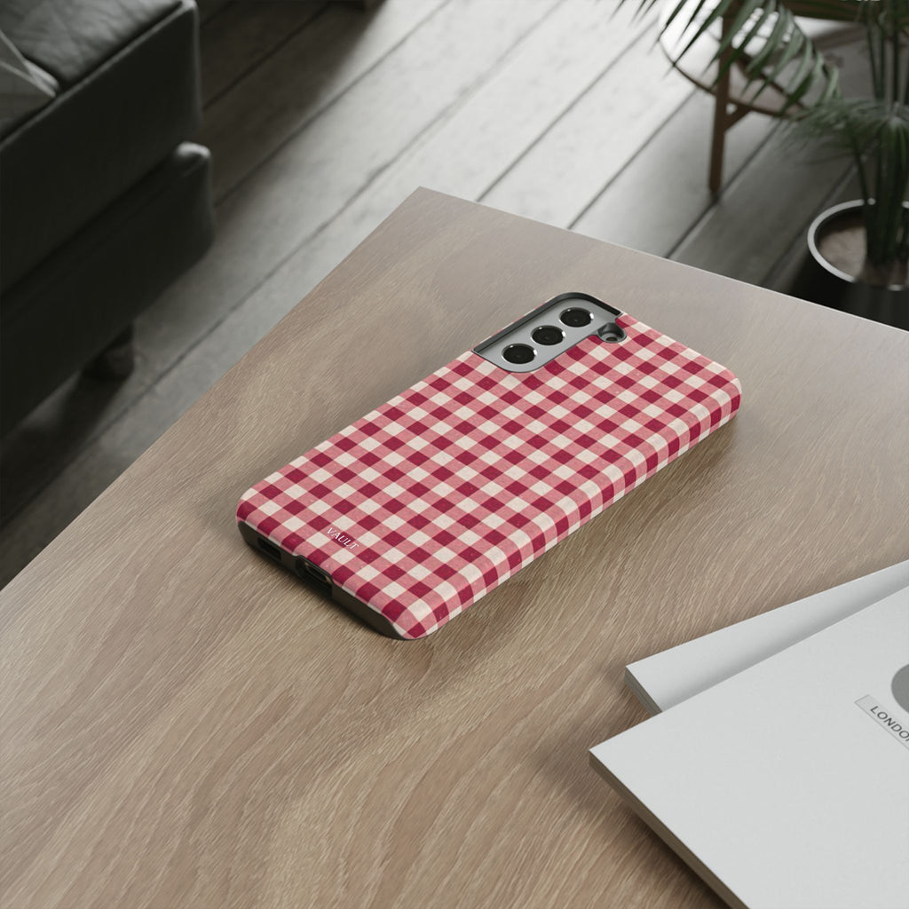 Gingham Phone Case — Red Plaid Tough Case