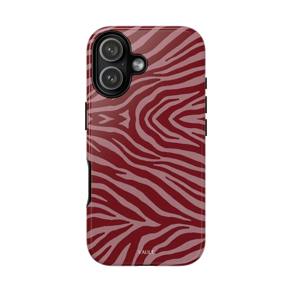 Cover robusta per telefono con stampa zebrata rossa