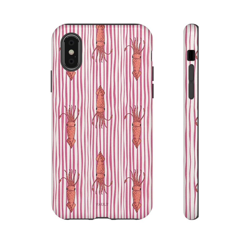 Cover per telefono con striscia di calamaro — Fantasia rosa di creature marine