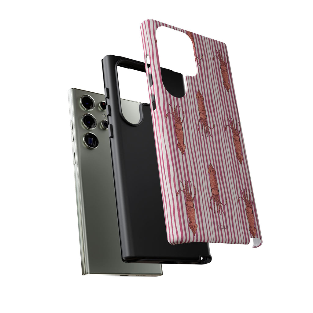 Cover per telefono con striscia di calamaro — Fantasia rosa di creature marine