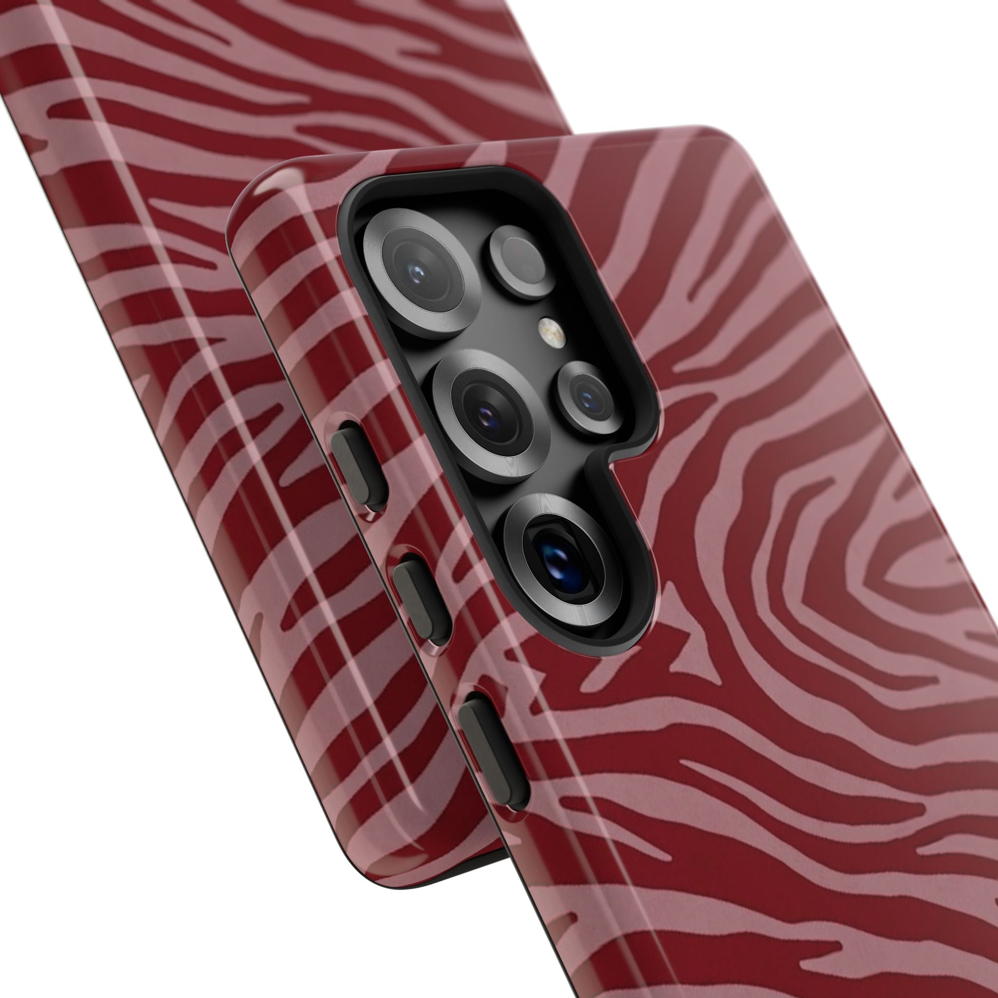 Cover robusta per telefono con stampa zebrata rossa