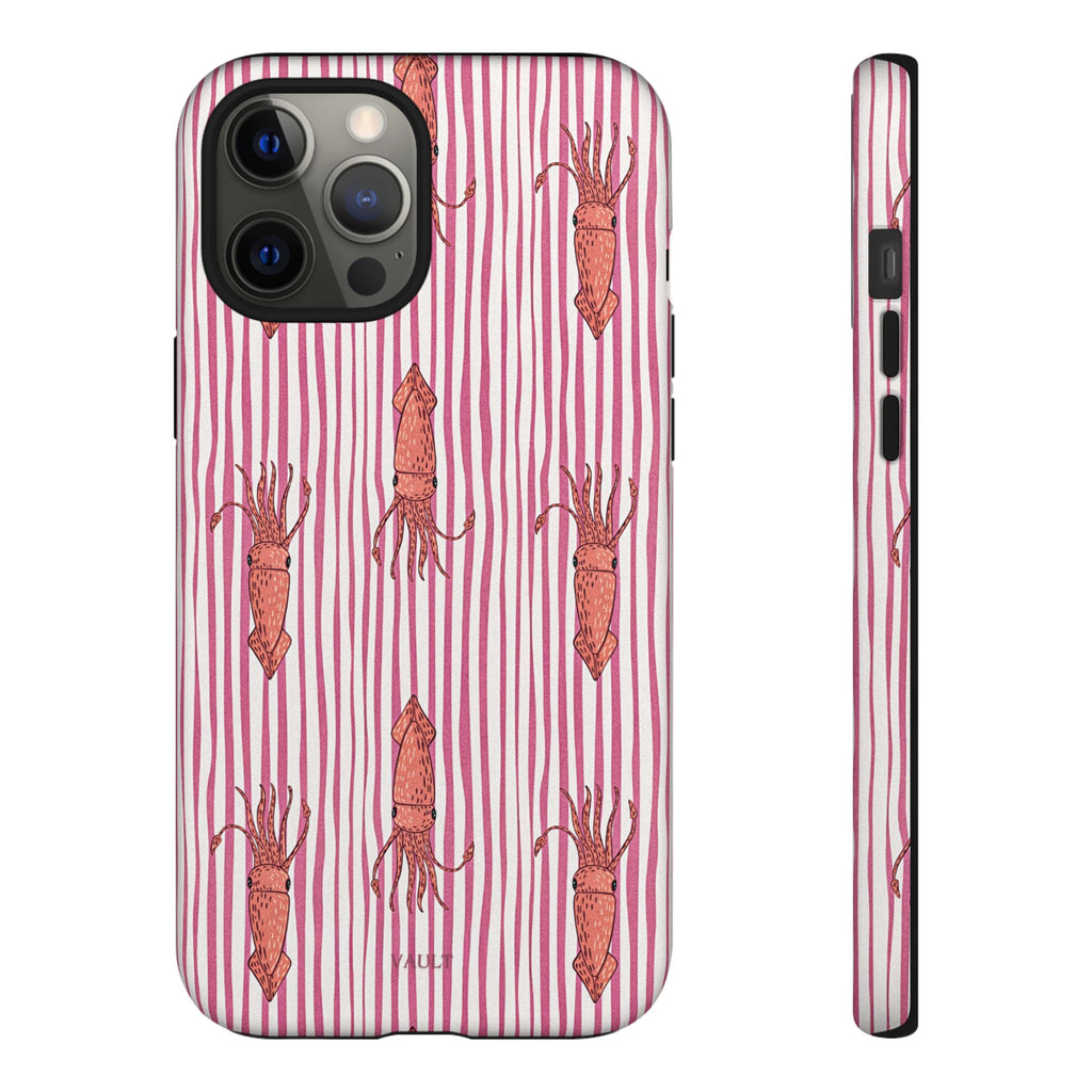 Cover per telefono con striscia di calamaro — Fantasia rosa di creature marine