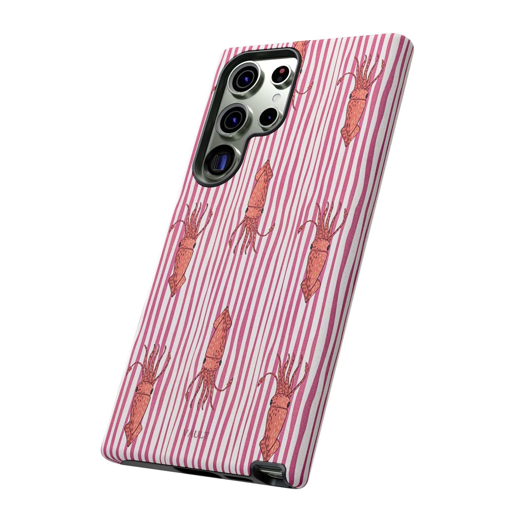Cover per telefono con striscia di calamaro — Fantasia rosa di creature marine