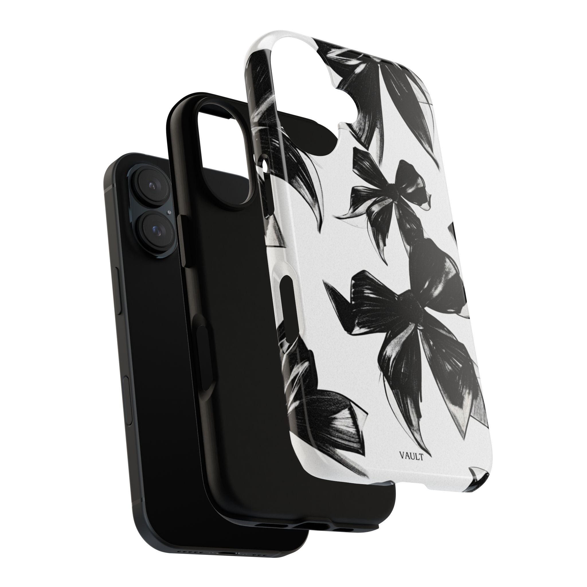 Floral Brushstroke Phone Case — Black & White Botanical Tough Case