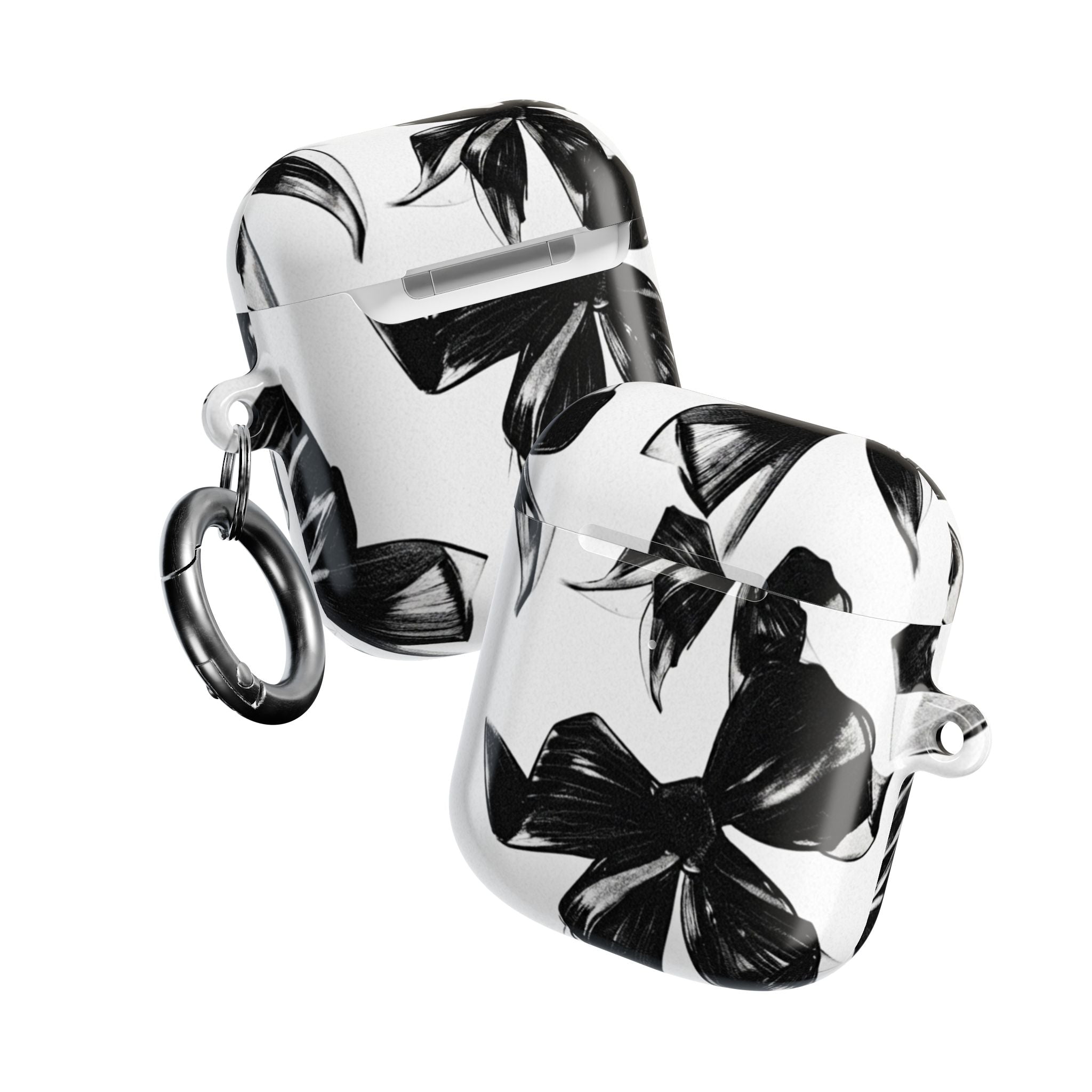 Floral Noir AirPod Case — Black & White Botanical Protective Cover