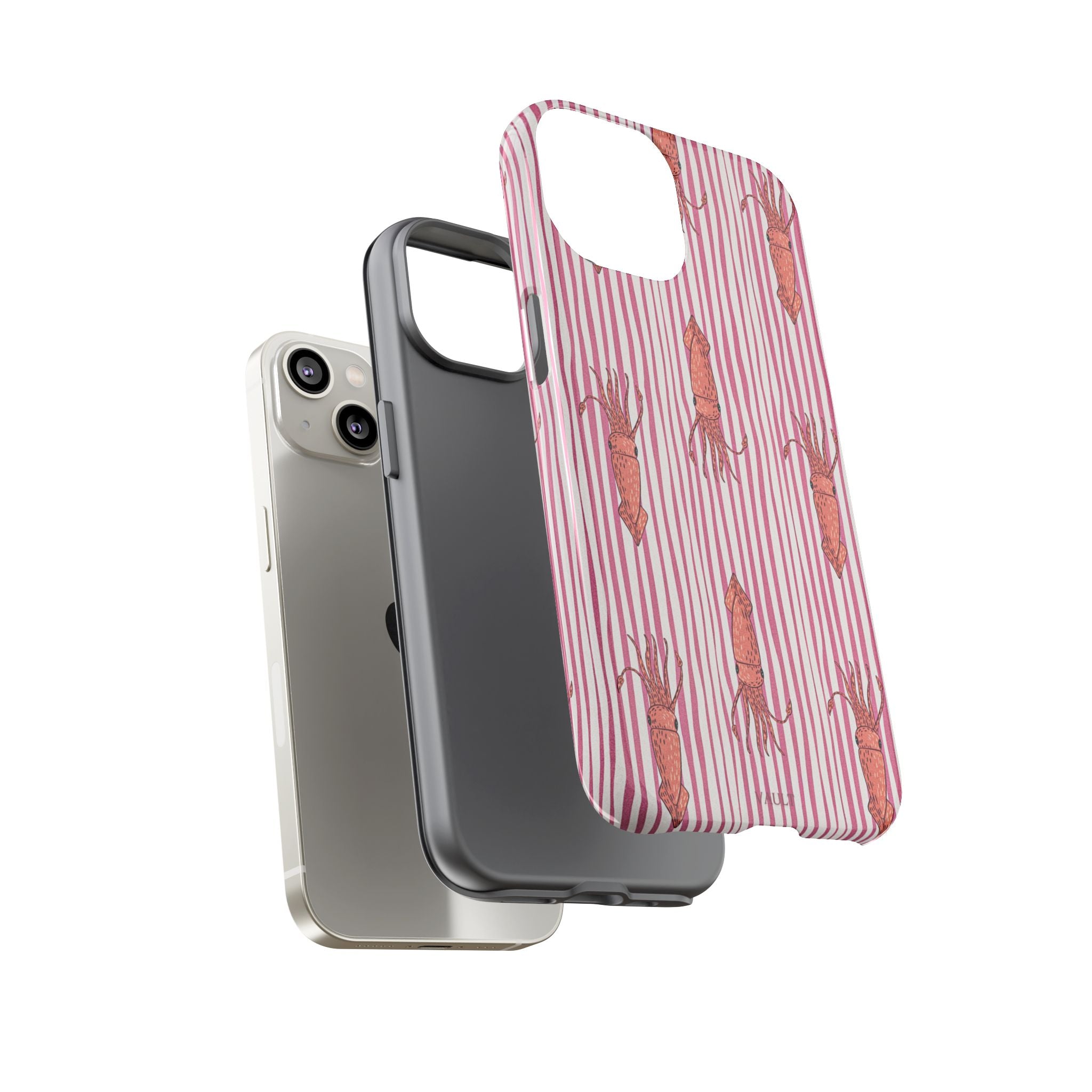 Cover per telefono con striscia di calamaro — Fantasia rosa di creature marine