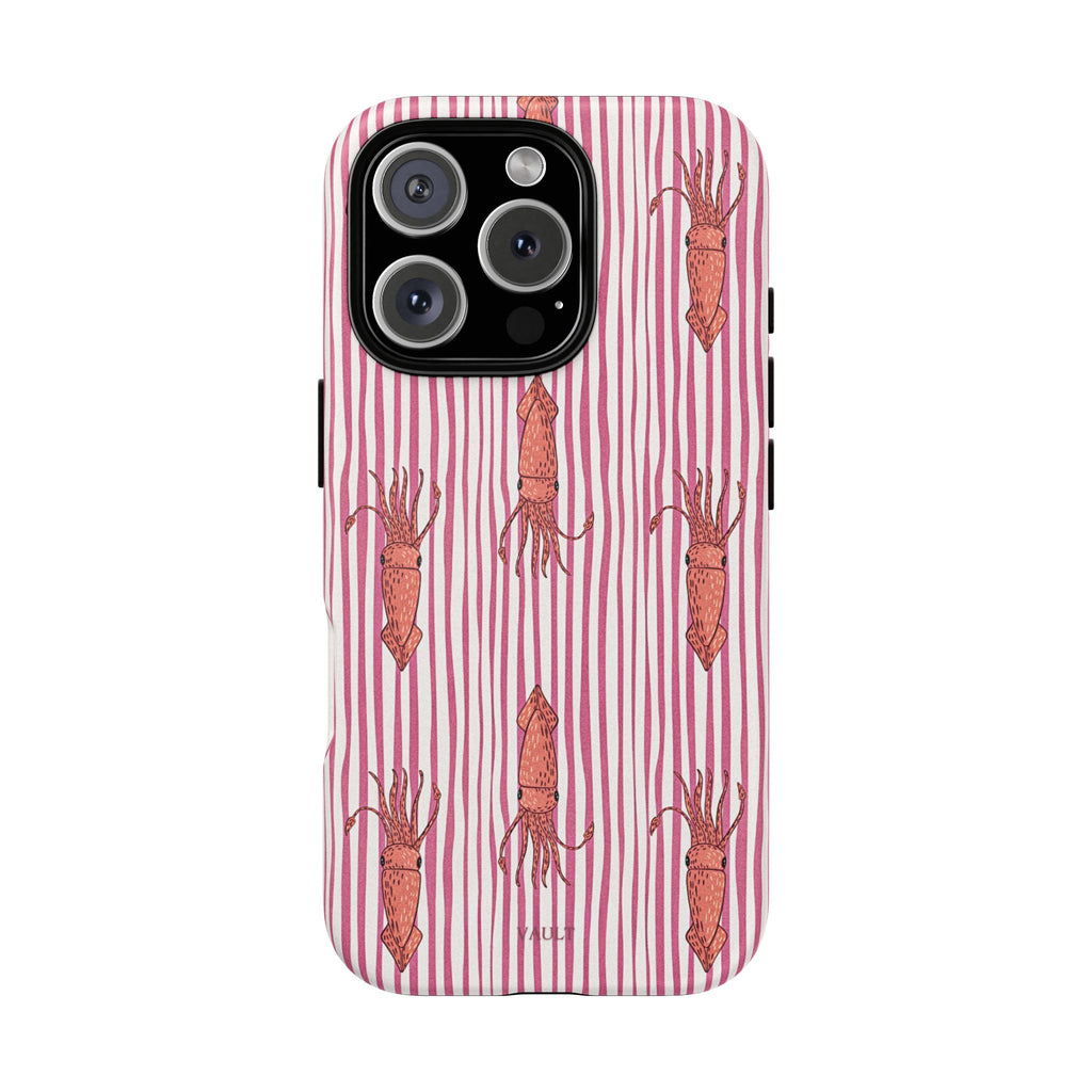 Cover per telefono con striscia di calamaro — Fantasia rosa di creature marine
