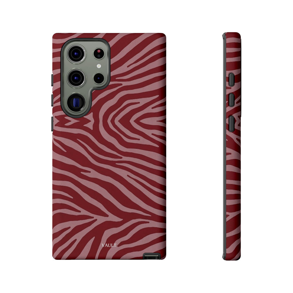 Cover robusta per telefono con stampa zebrata rossa