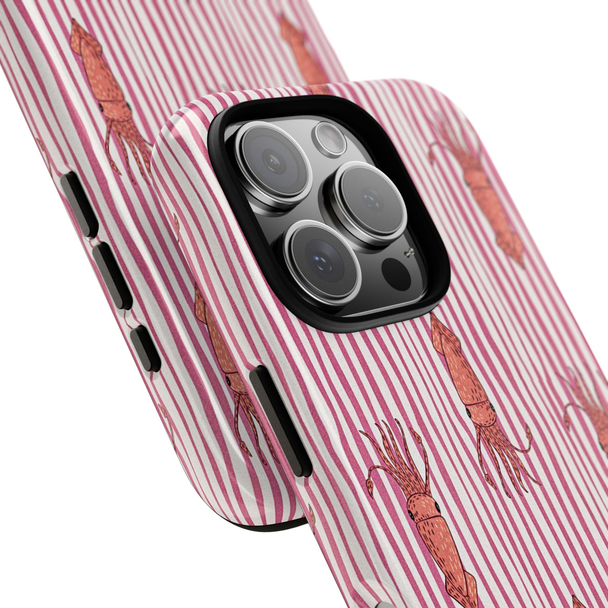 Cover per telefono con striscia di calamaro — Fantasia rosa di creature marine