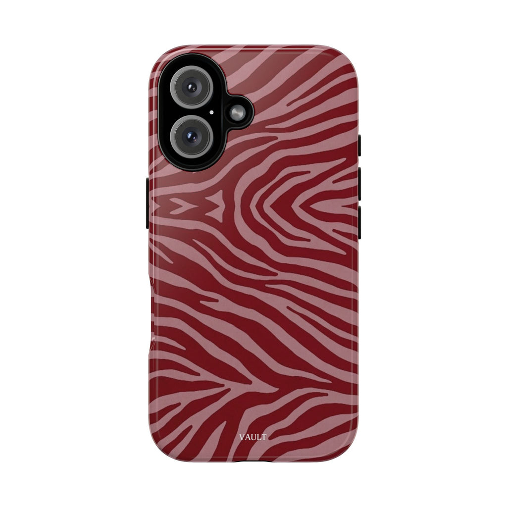 Cover robusta per telefono con stampa zebrata rossa