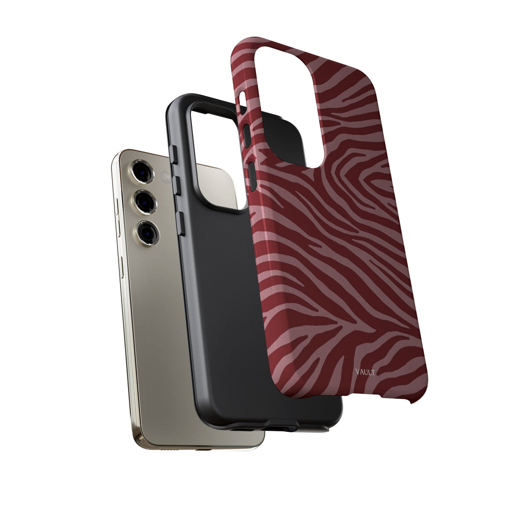 Cover robusta per telefono con stampa zebrata rossa