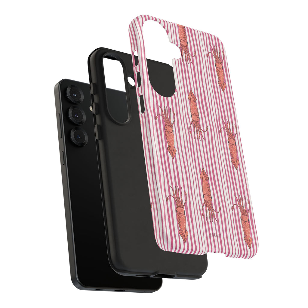 Cover per telefono con striscia di calamaro — Fantasia rosa di creature marine