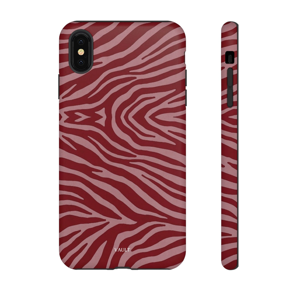 Cover robusta per telefono con stampa zebrata rossa