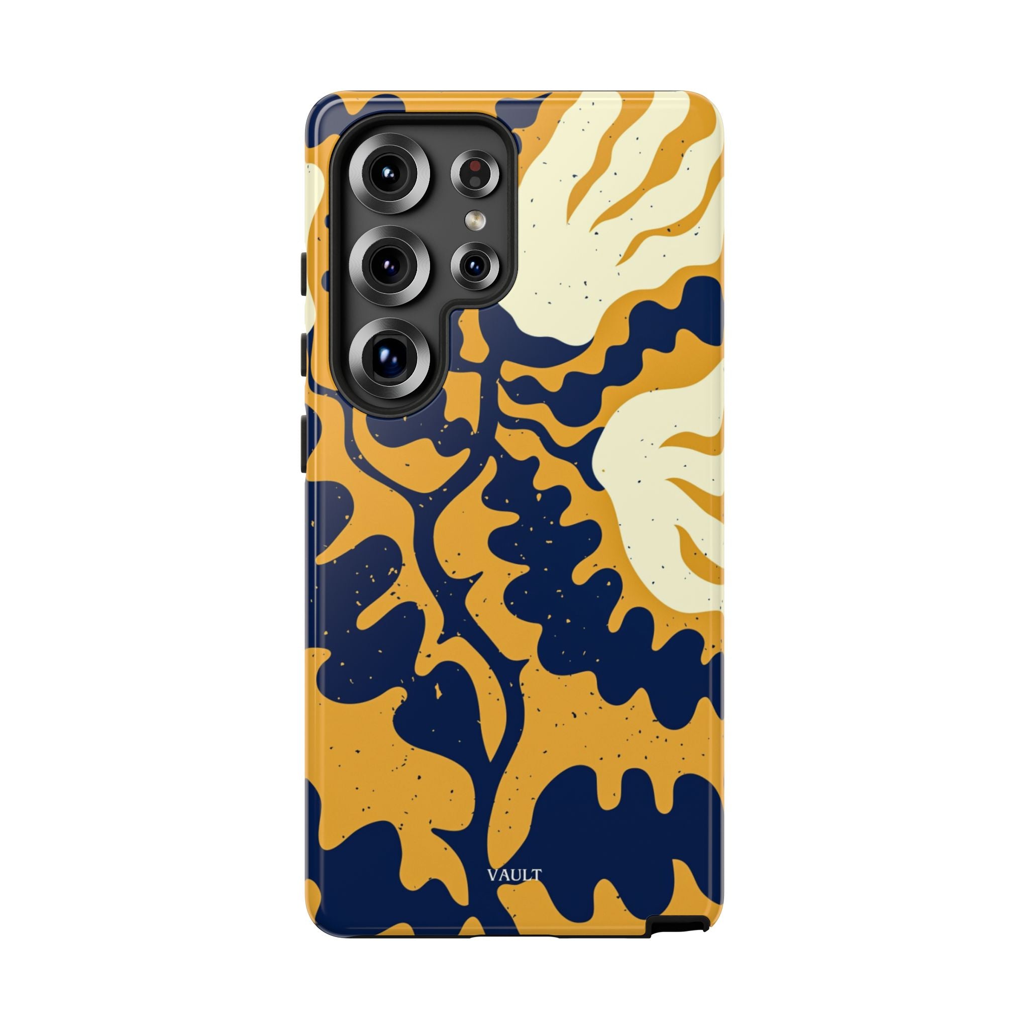 Bold Abstract Floral Phone Case (Navy & Mustard)