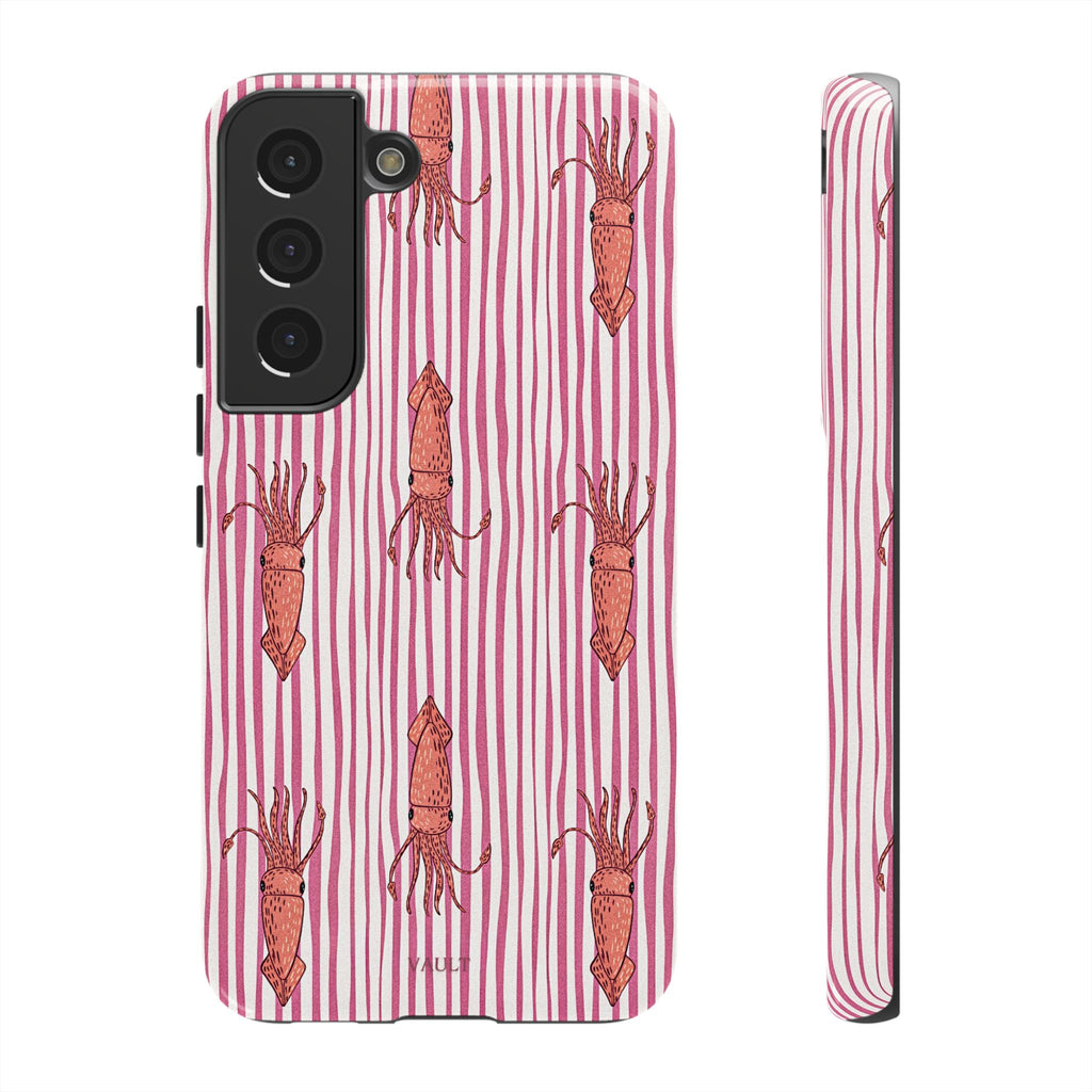 Cover per telefono con striscia di calamaro — Fantasia rosa di creature marine