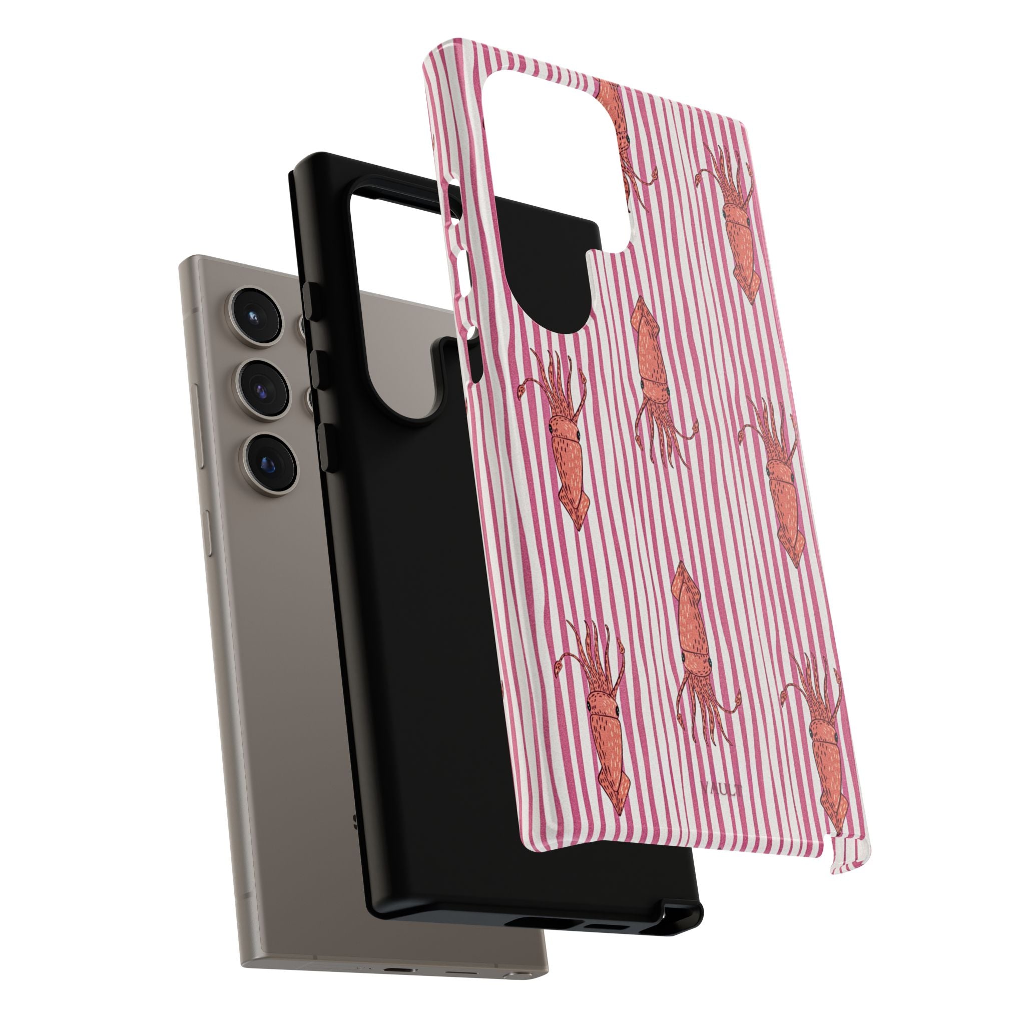 Cover per telefono con striscia di calamaro — Fantasia rosa di creature marine