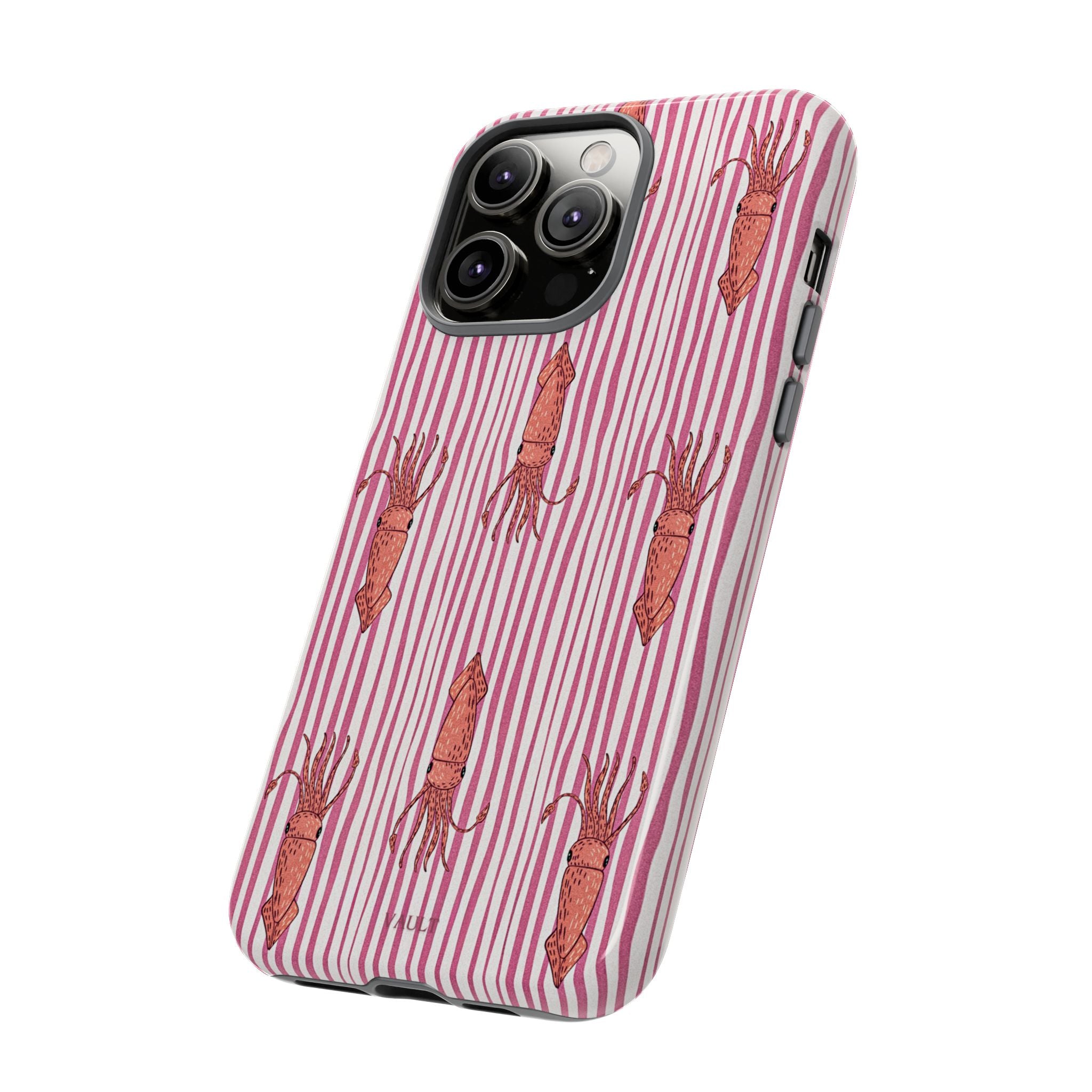 Cover per telefono con striscia di calamaro — Fantasia rosa di creature marine