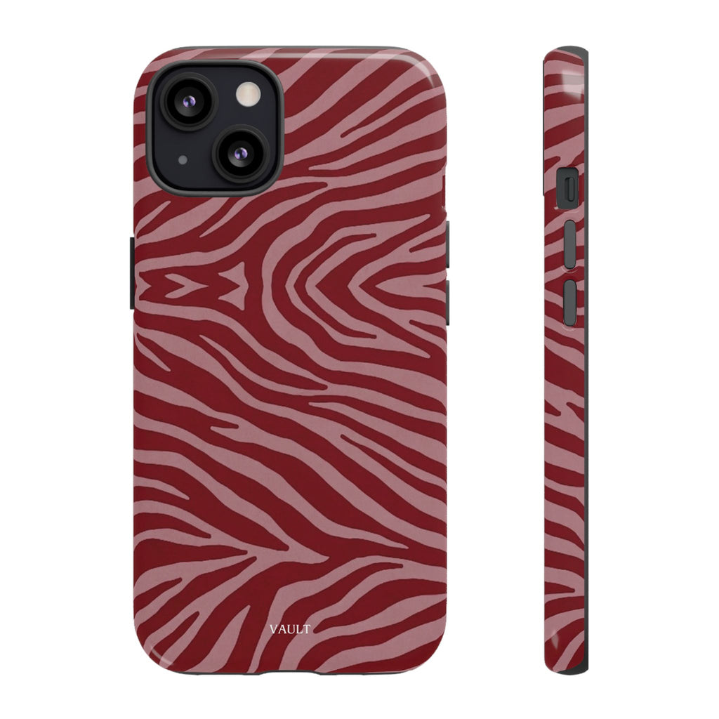 Cover robusta per telefono con stampa zebrata rossa