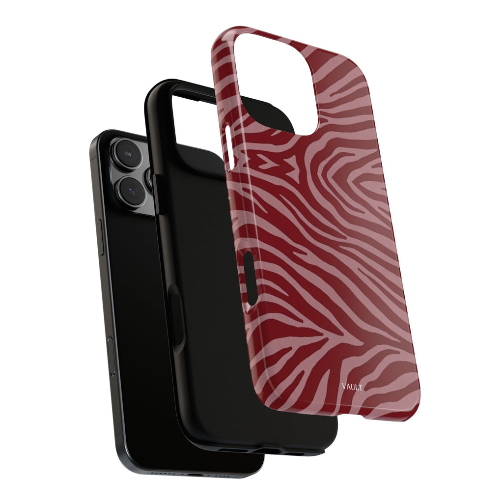 Cover robusta per telefono con stampa zebrata rossa