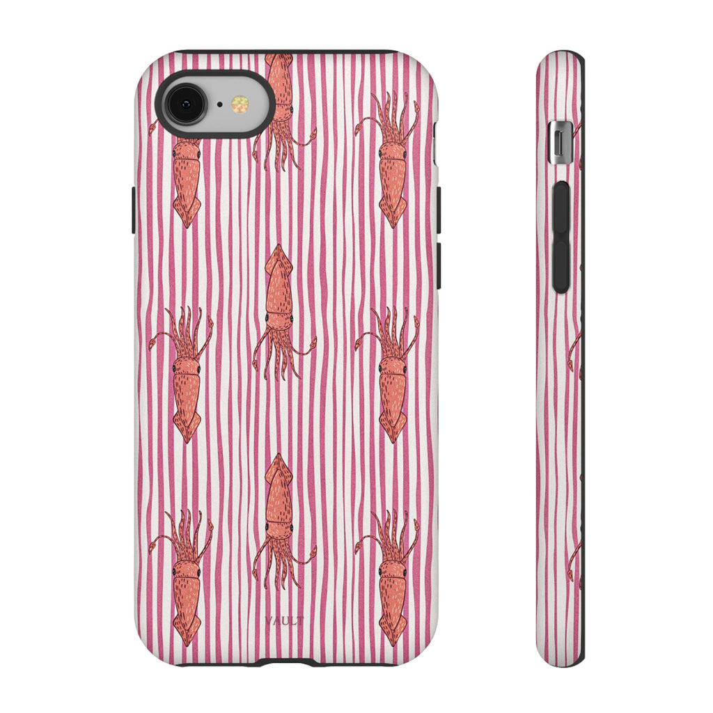 Cover per telefono con striscia di calamaro — Fantasia rosa di creature marine