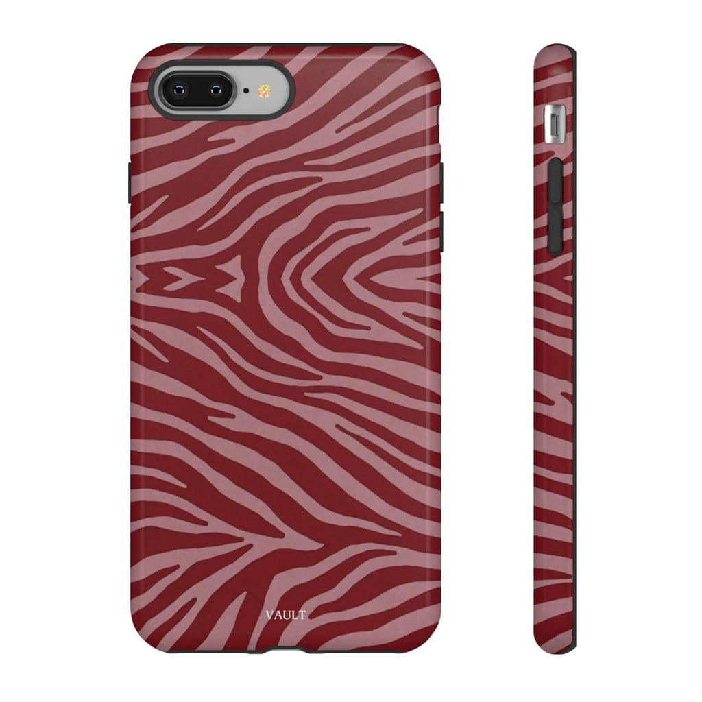 Cover robusta per telefono con stampa zebrata rossa