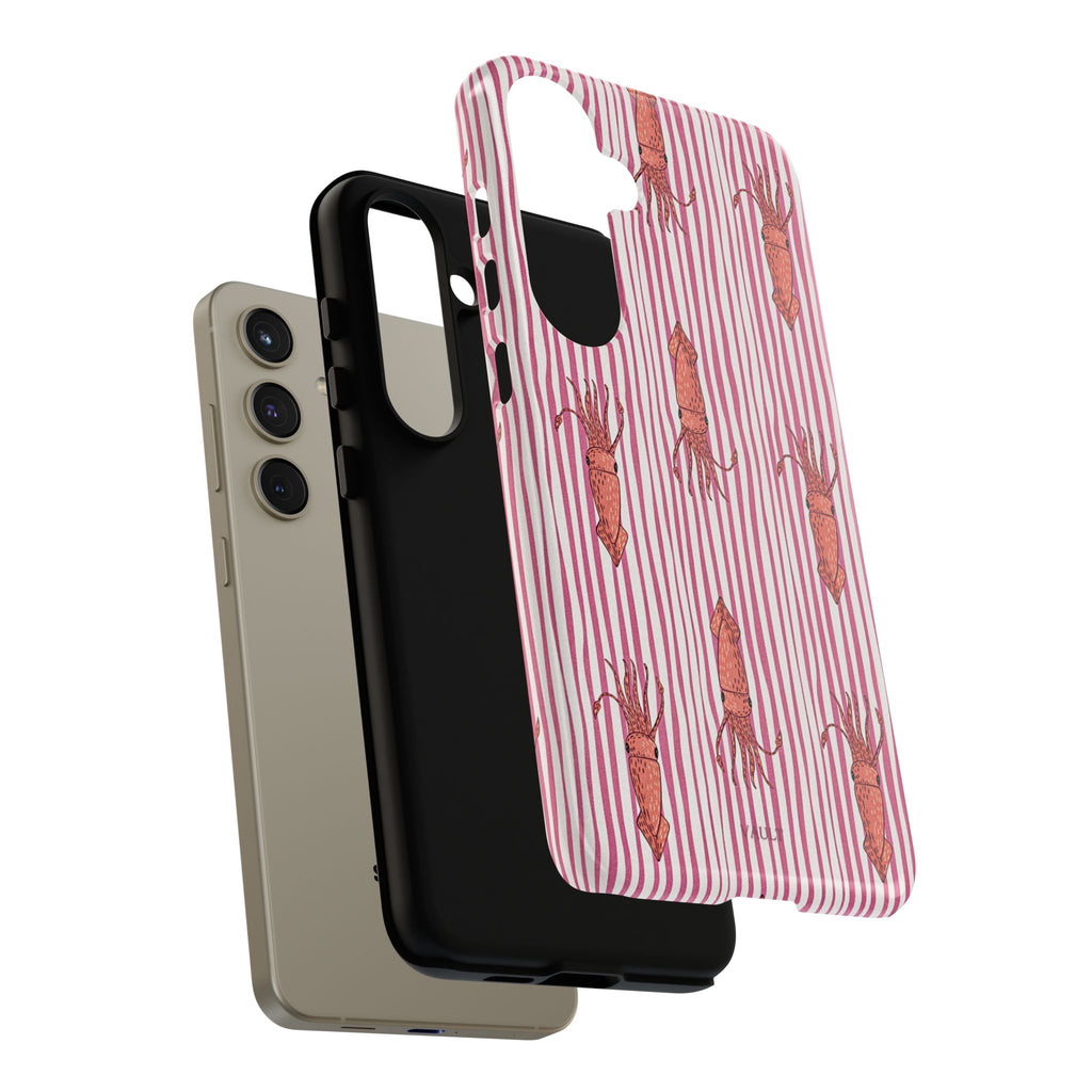 Cover per telefono con striscia di calamaro — Fantasia rosa di creature marine