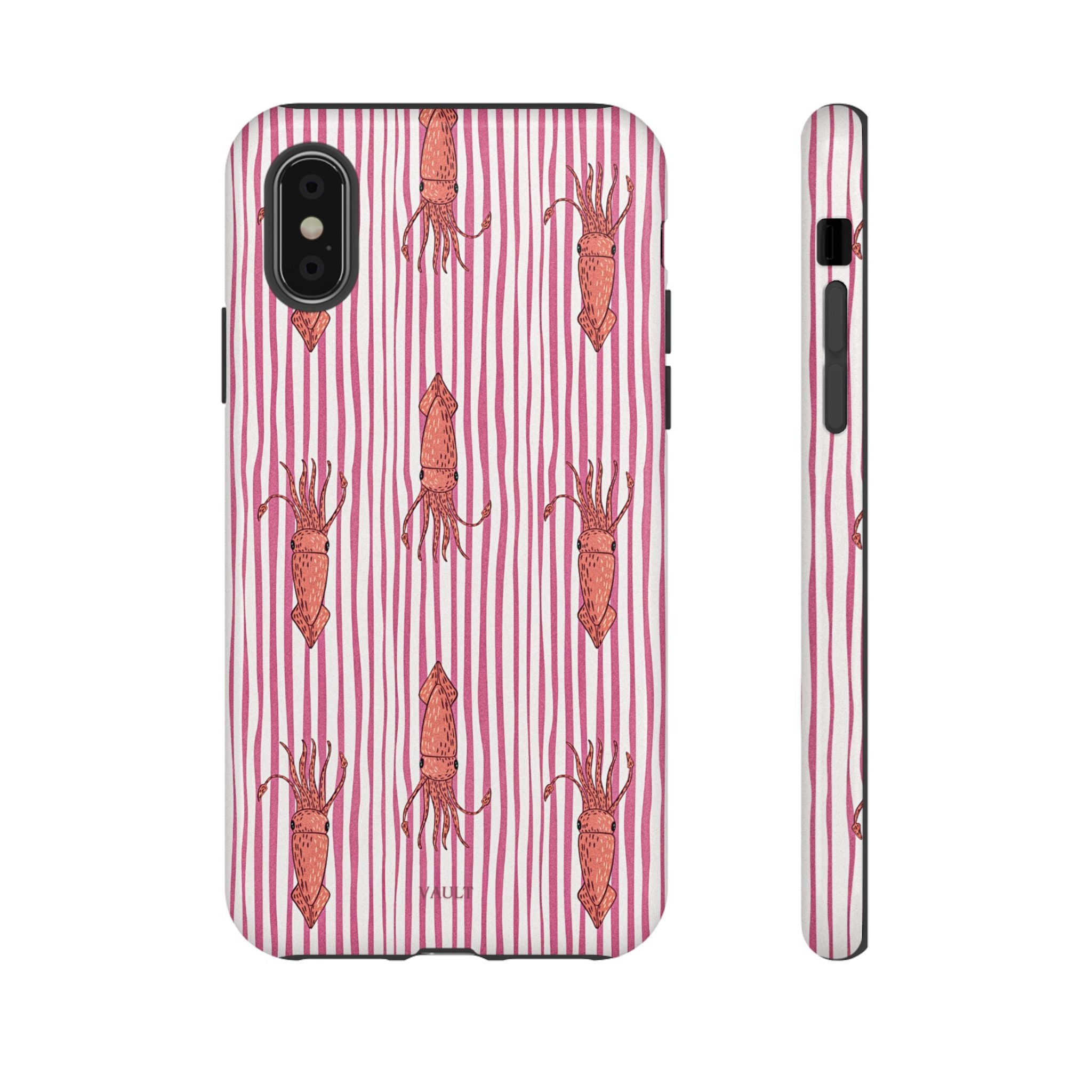 Cover per telefono con striscia di calamaro — Fantasia rosa di creature marine