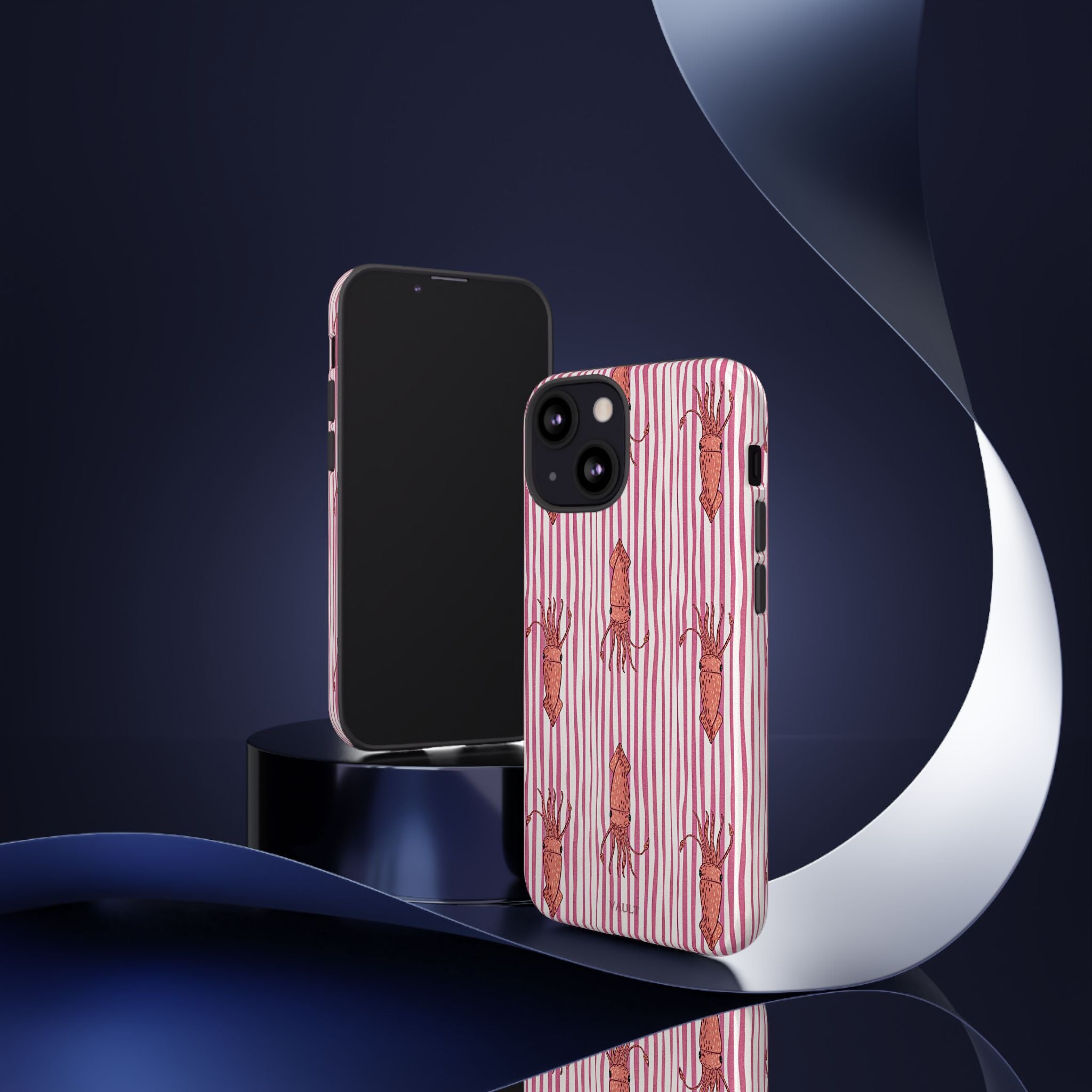 Cover per telefono con striscia di calamaro — Fantasia rosa di creature marine