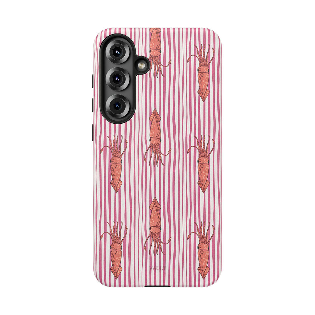 Cover per telefono con striscia di calamaro — Fantasia rosa di creature marine