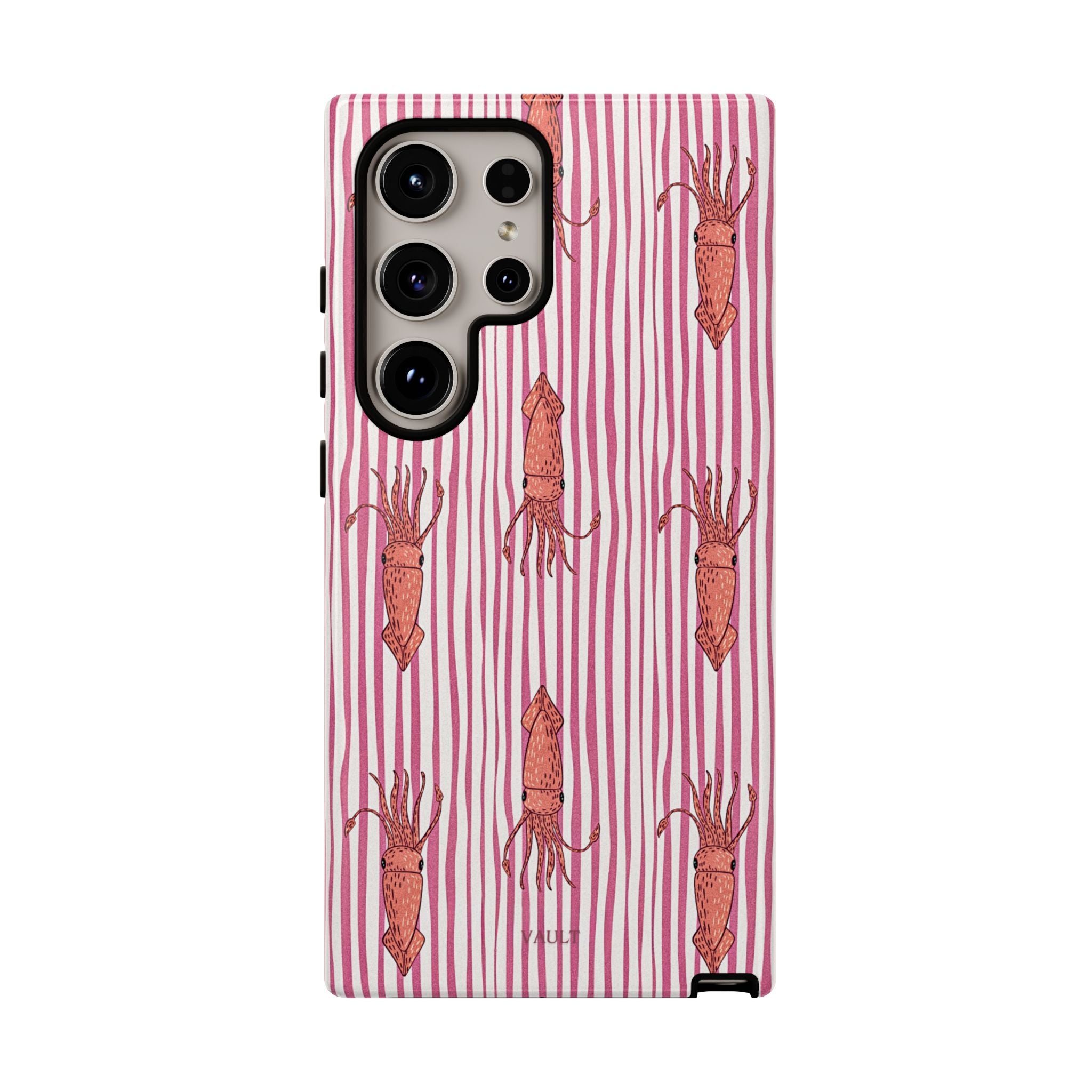 Cover per telefono con striscia di calamaro — Fantasia rosa di creature marine