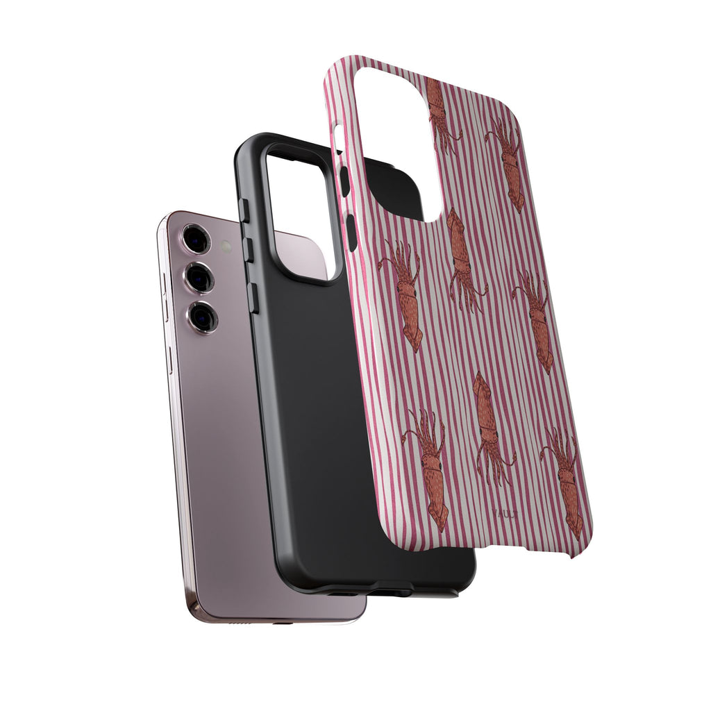 Cover per telefono con striscia di calamaro — Fantasia rosa di creature marine